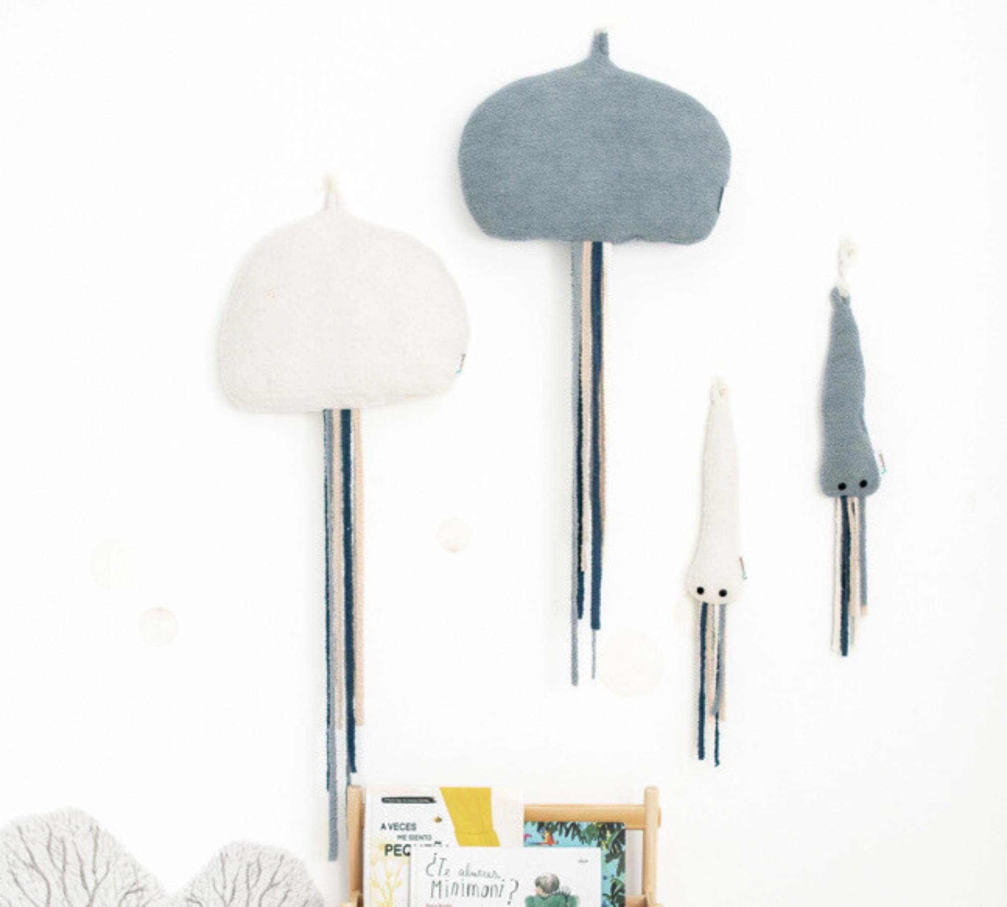 2x Jellyfish & Mini Octopus Plush toy Cotton Blue White 0