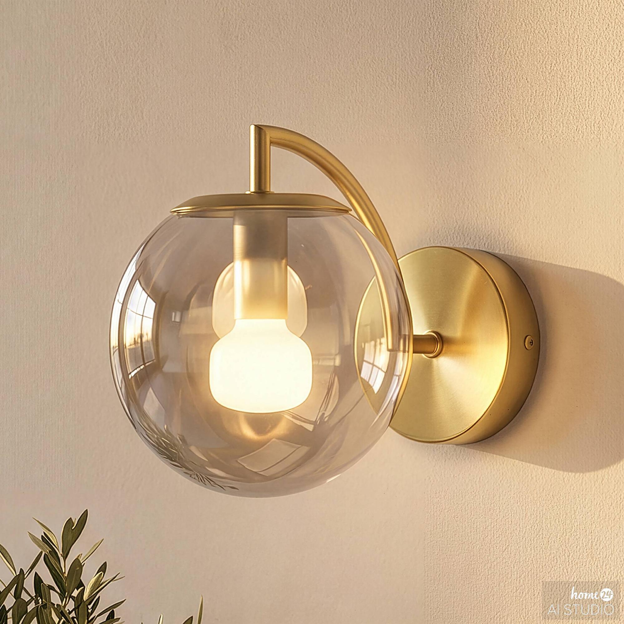 CARTY Wandleuchte 1-flammig Glas Eisen Grau 1