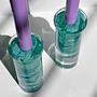 2x Atoll Candle Holder Glass Green 2