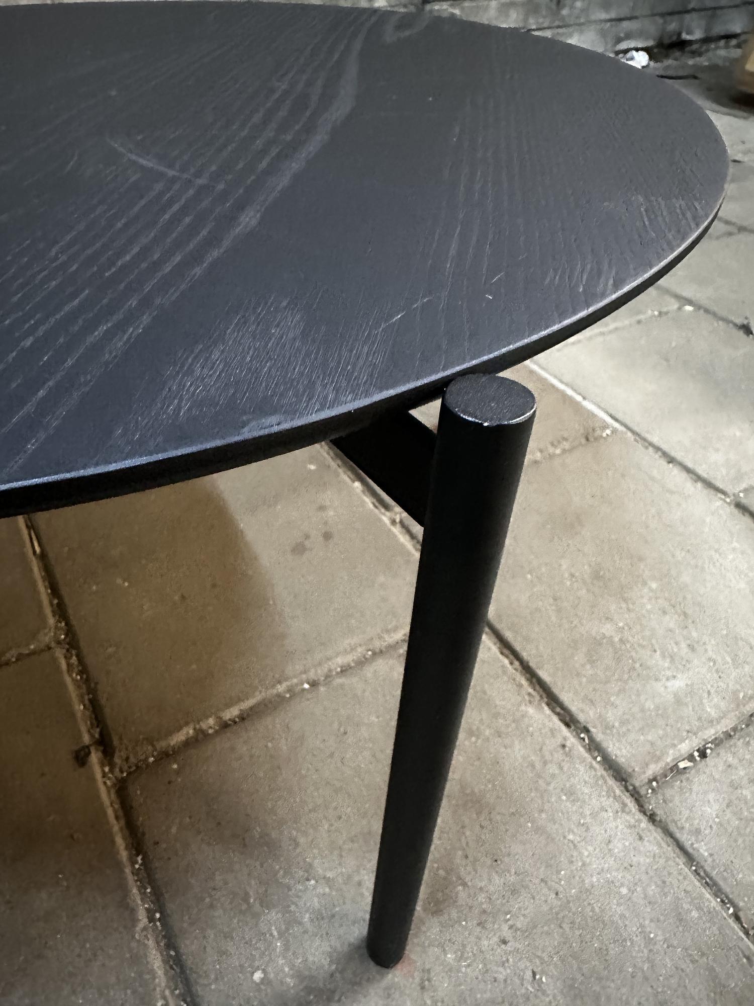 Schild 2x Couchtisch-Set Eichenholz Metall Ø70cm Ø50cm 2