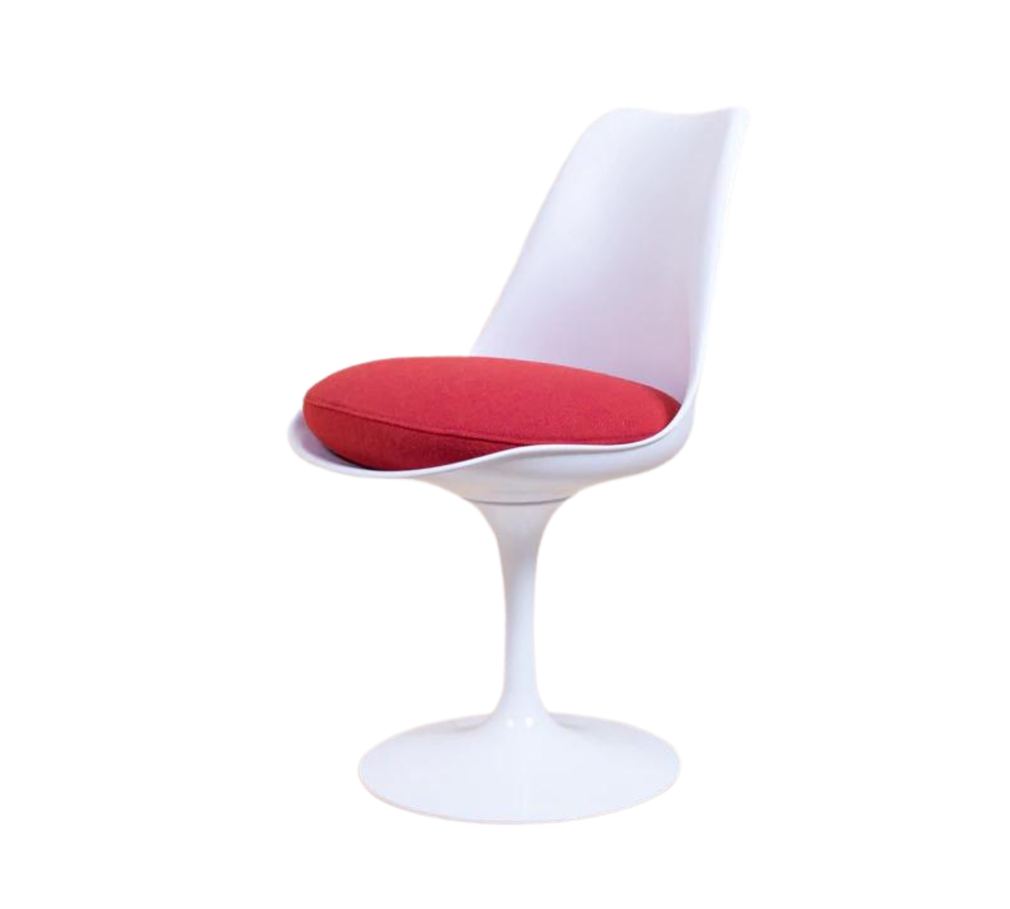 Knoll Tulip Chair Weiß mit rotem Sitzpolster 1