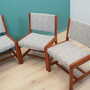 5x Vintage Stuhl Teakholz Textil Grau 1970er Jahre 3