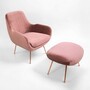 Moby Sessel und Hocker Chrom Samt Rosa 0