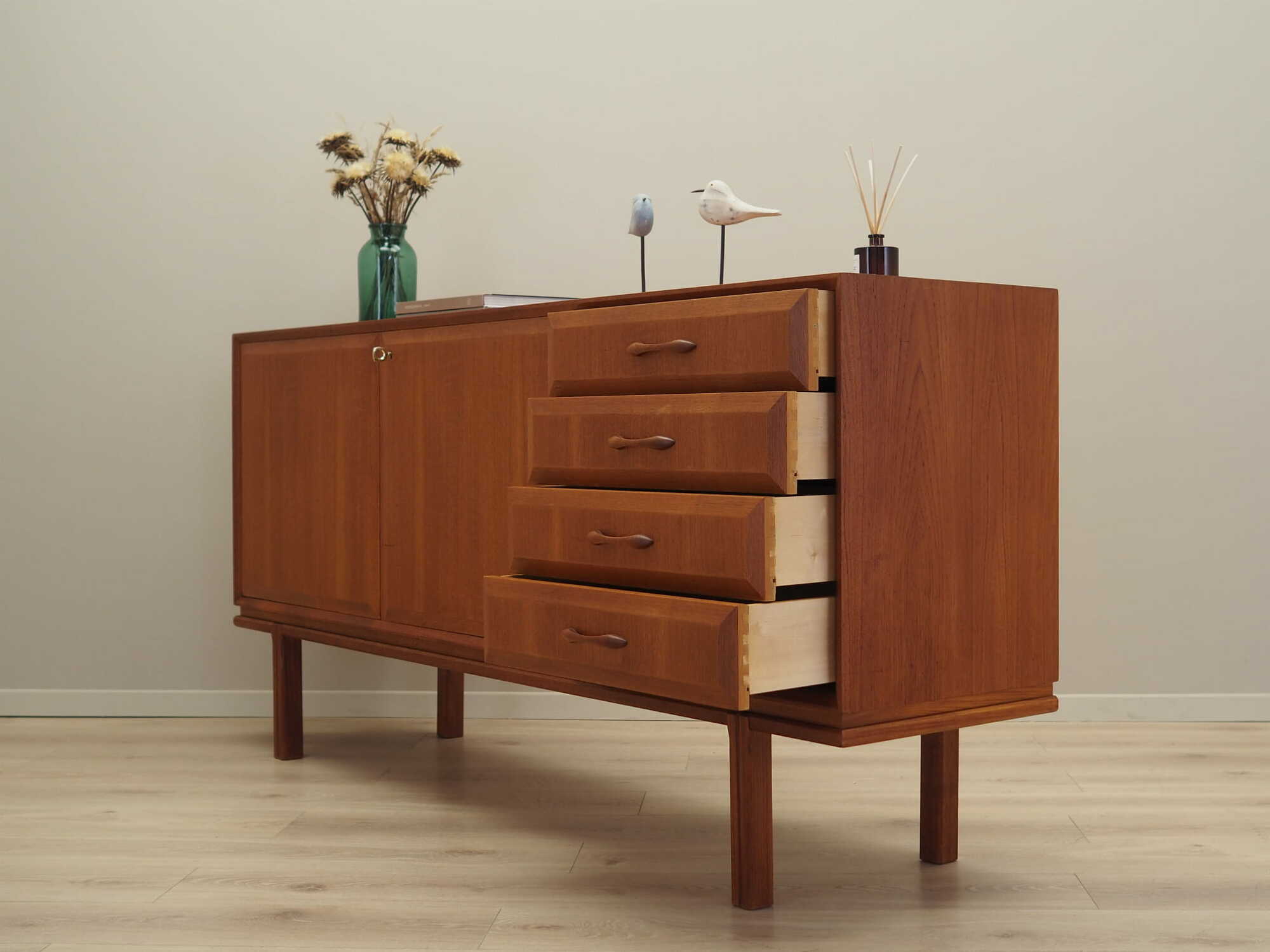 Vintage Sideboard Teak Wood Brown 1960s 4