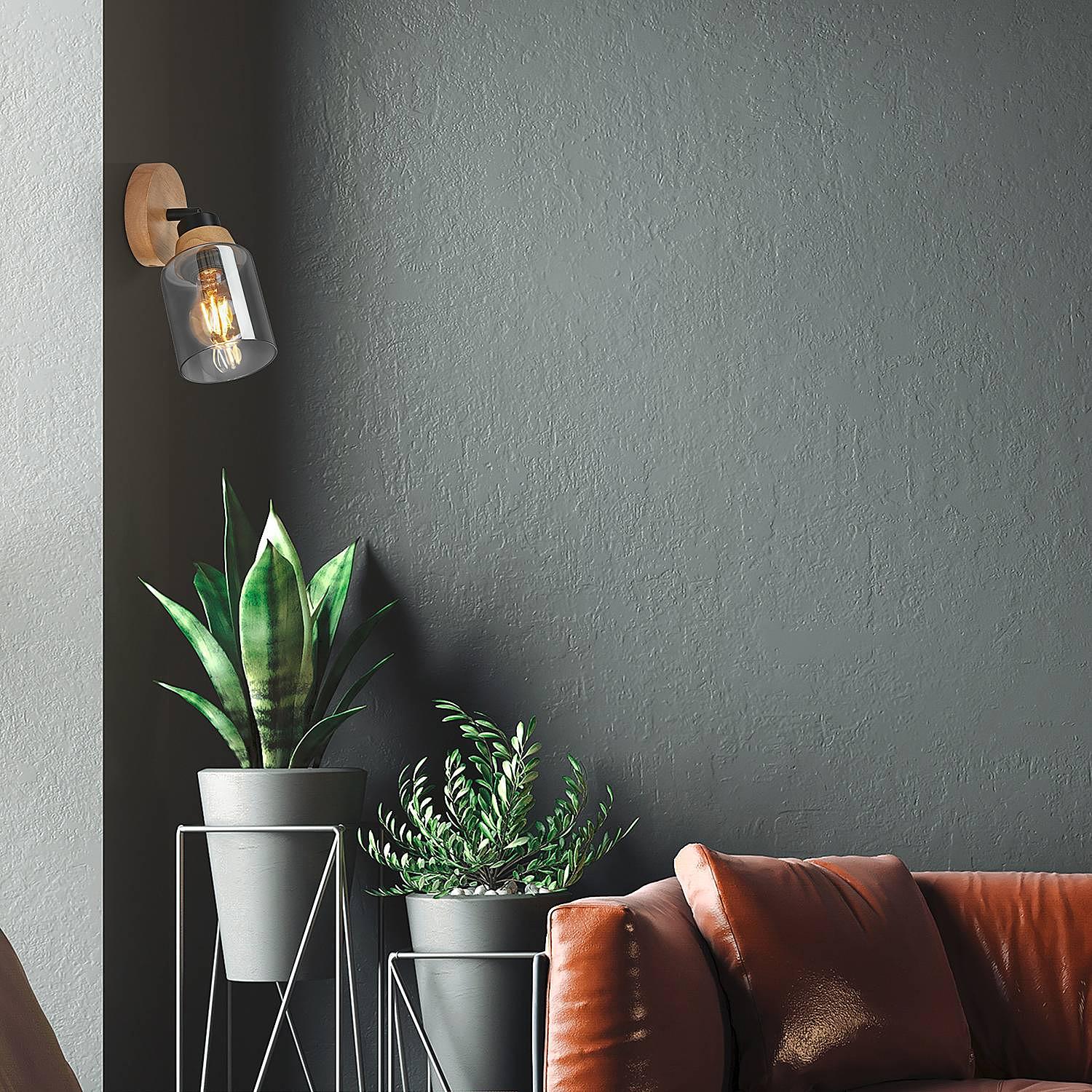 Venteira Wall Lamp Aluminum Oak Black 1-light 2