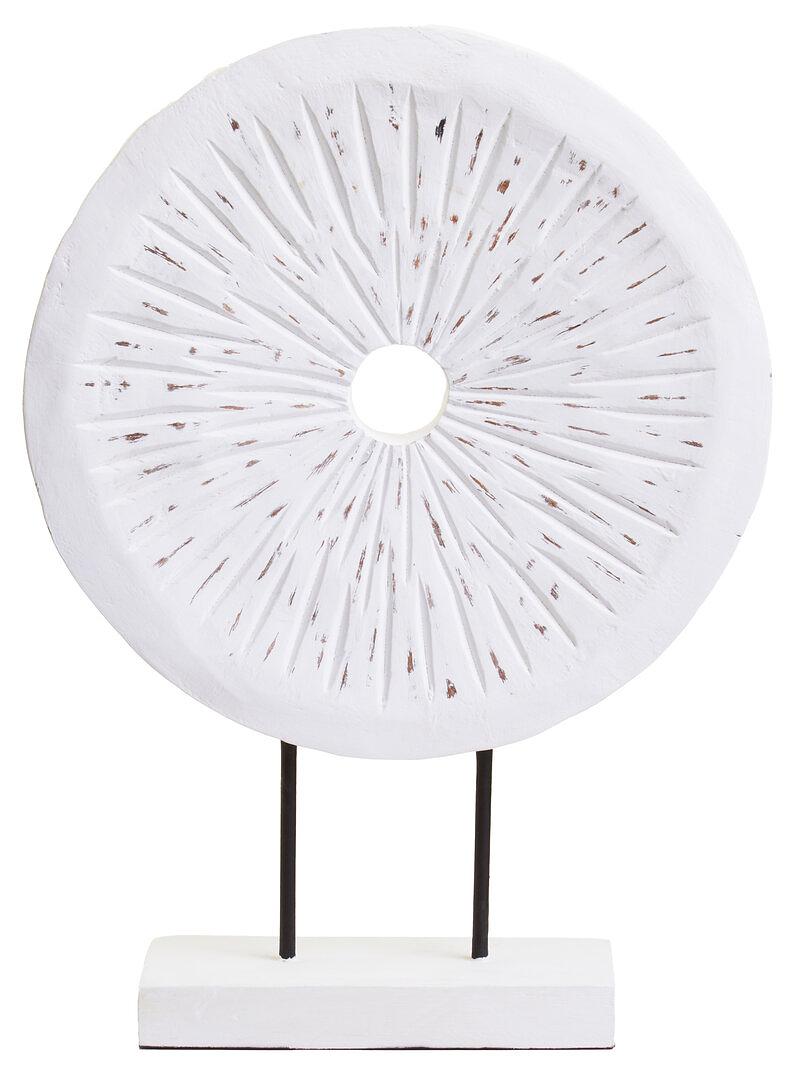 Fidel Round Sculpture Wood White Distressed 0