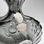 Midcentury Kristall-Dekanter / Karaffe Rauchglas Grau 8