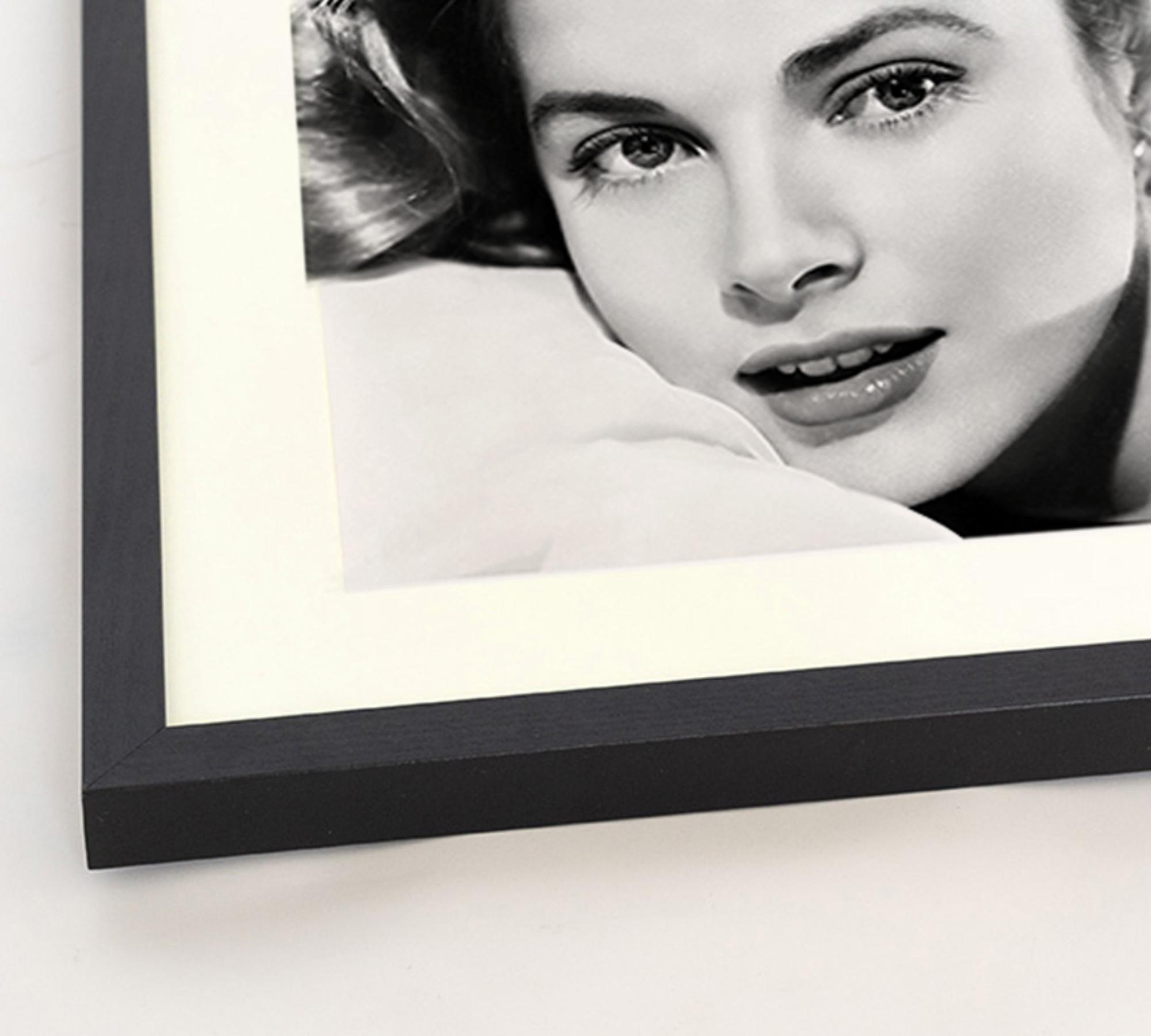 Portrait art print with frame, black and white 2