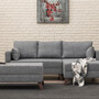 Schlafsofa Récamiere Rechts & Hocker Polyester Holz Grau 1