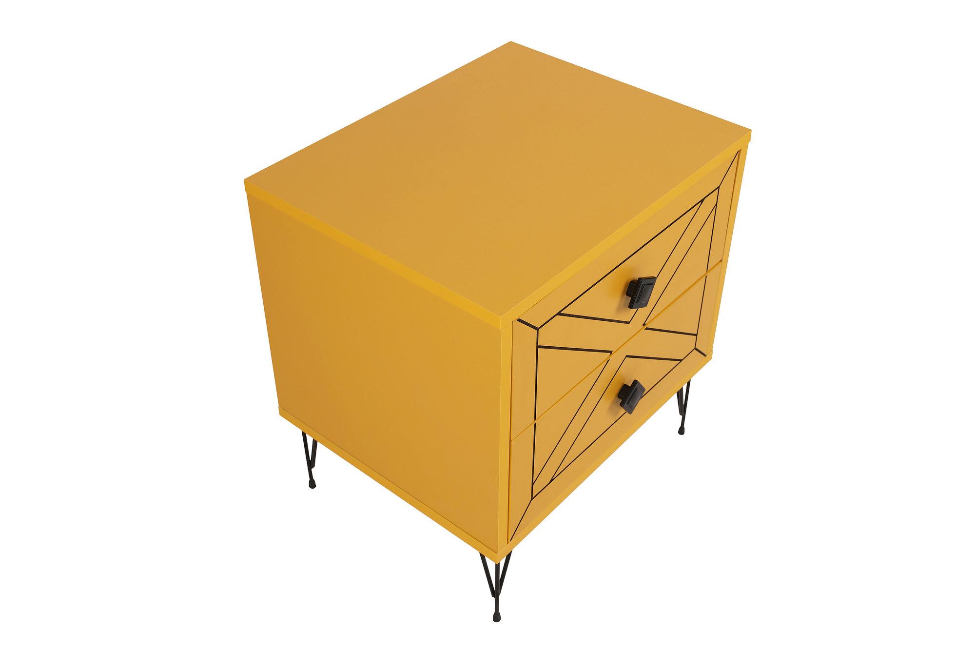 Luna bedside table wood veneer yellow 8