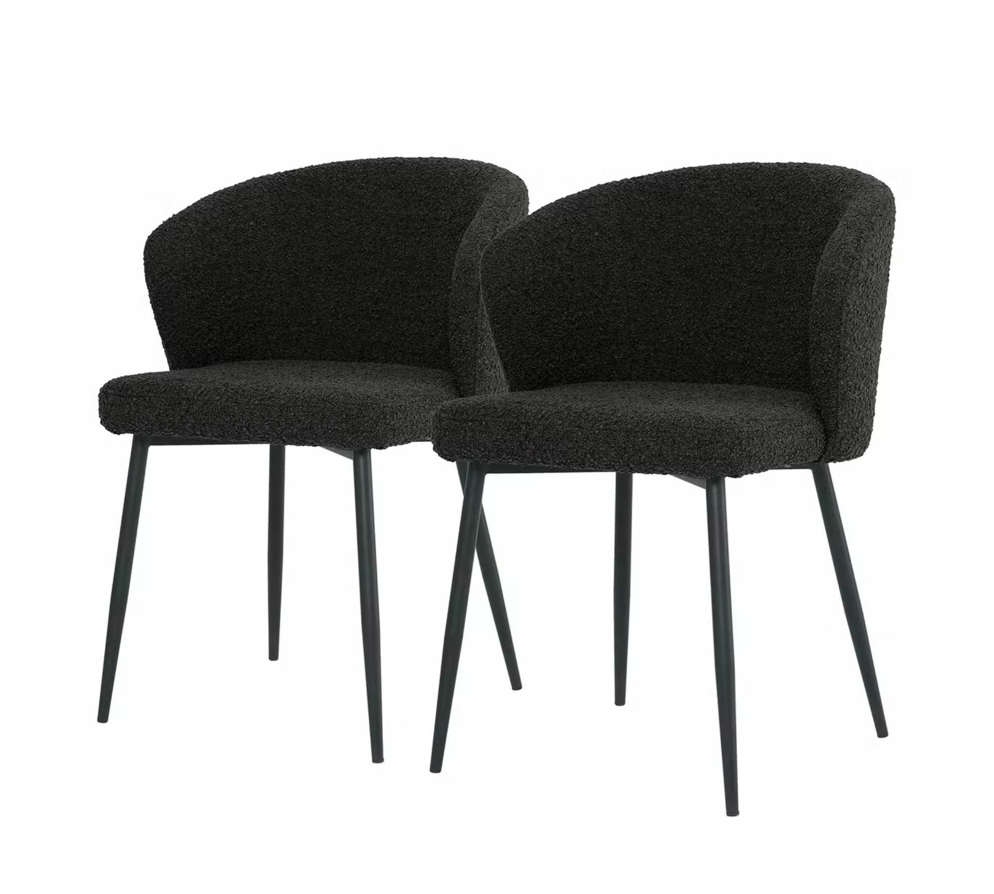 2x Mareth Polsterstuhl Mareth Metall Bouclé Schwarz 0