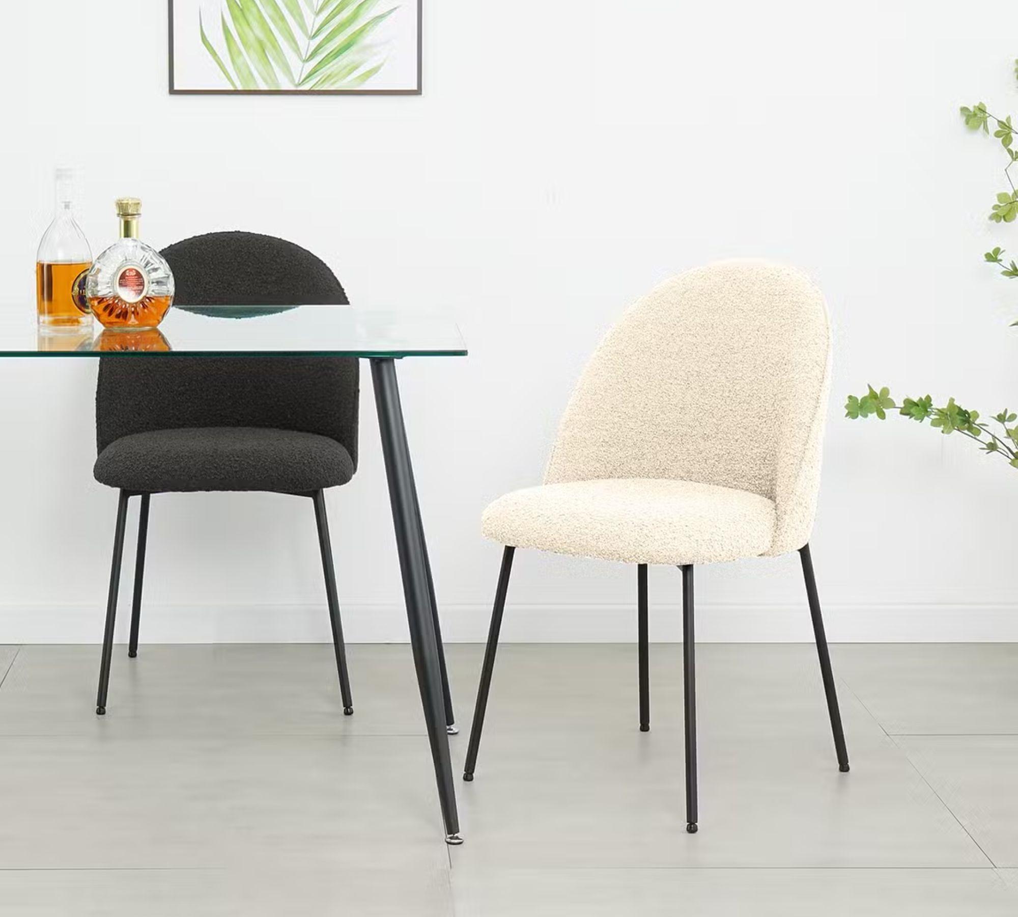 Polsterstuhl 2er-Set Bouclé Creme 1