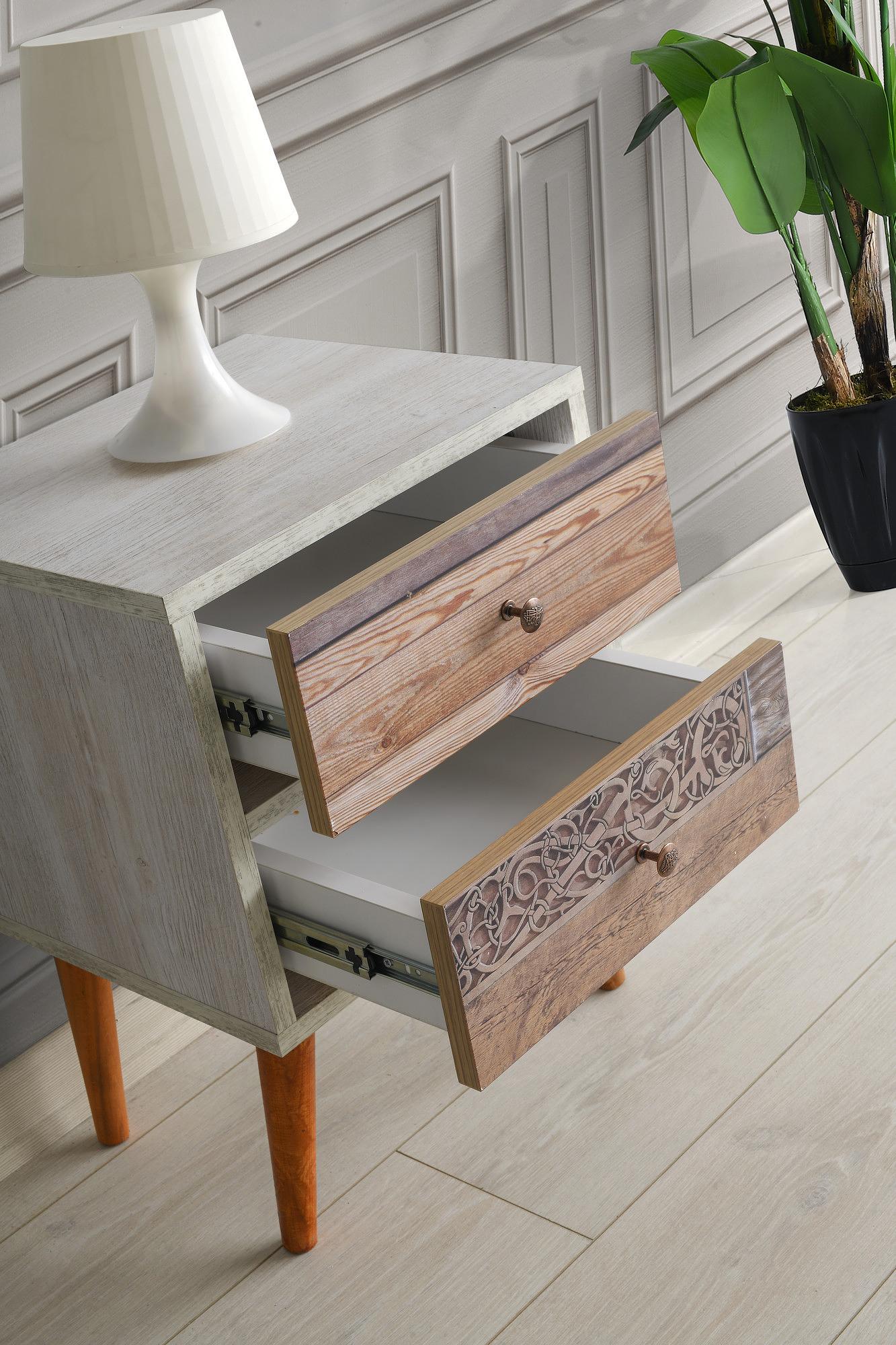 Malmo Nightstand Wood Veneer White 3