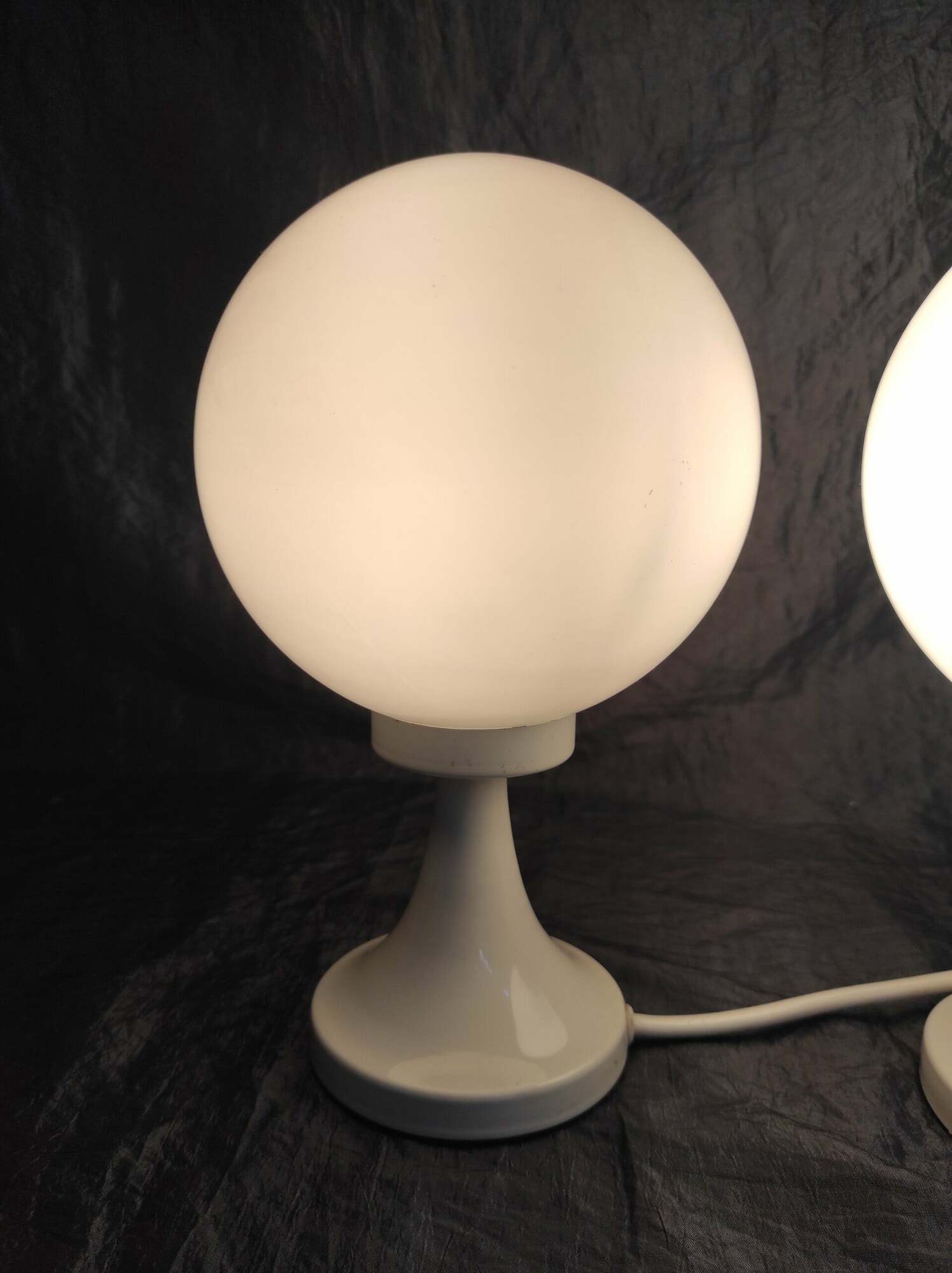 2x Vintage Tischlampe Kunststoff Weiß 1970er Jahre   3