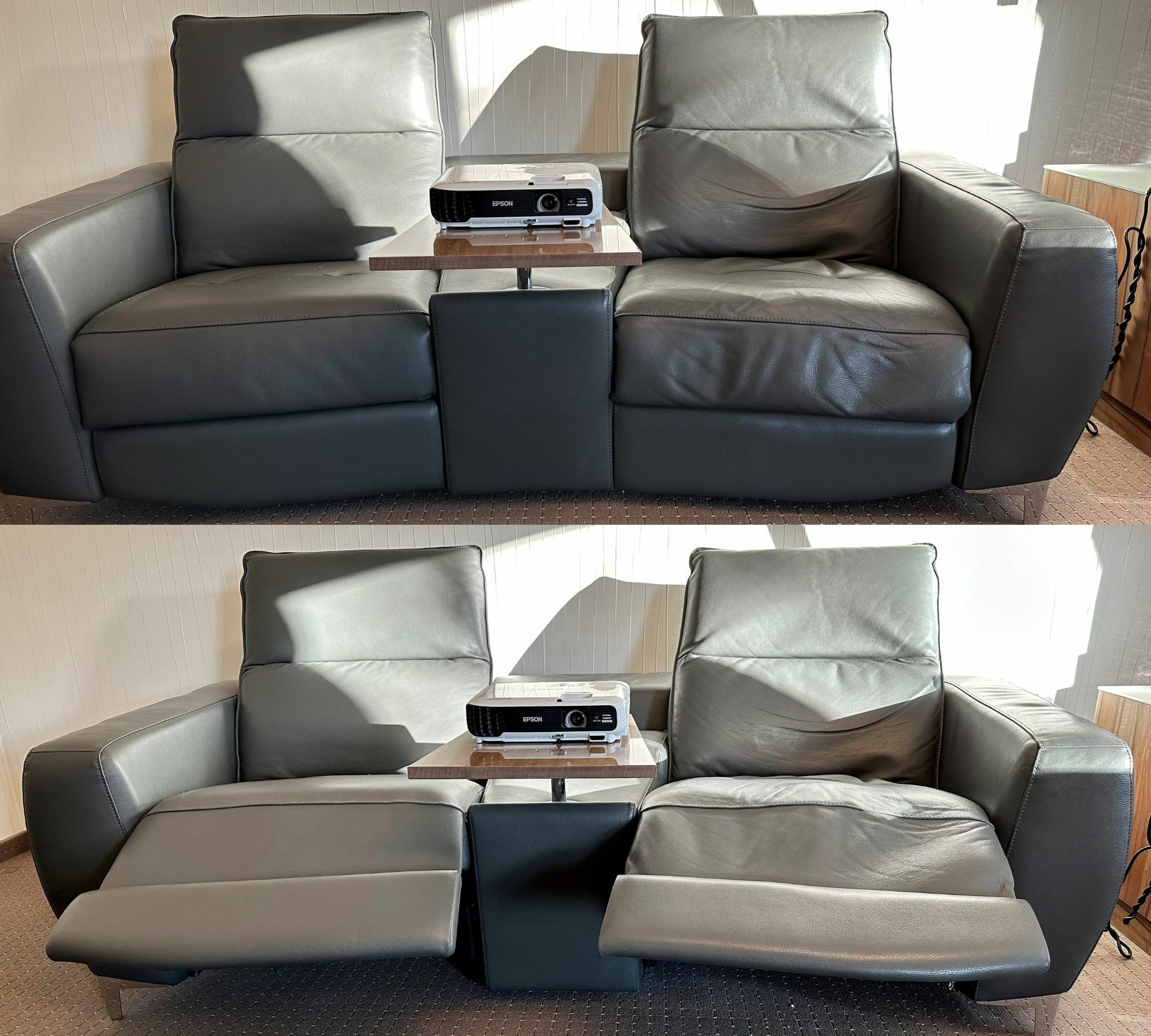 Kinosofa 2-Sitzer Leder Grau 1