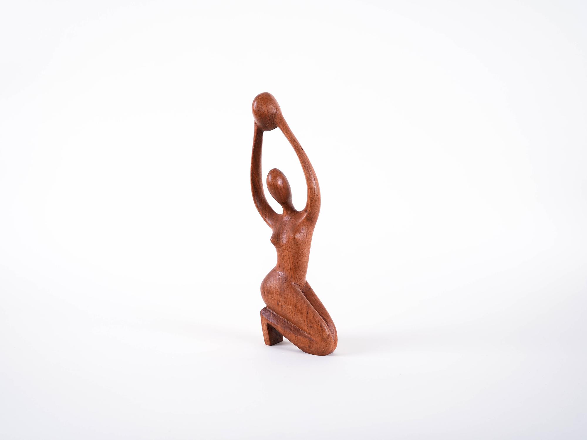Sculpture Woman Teak 1970s 9