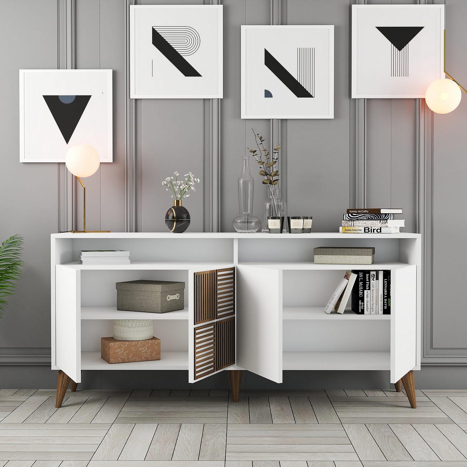 Milan Sideboard White 160cm 3