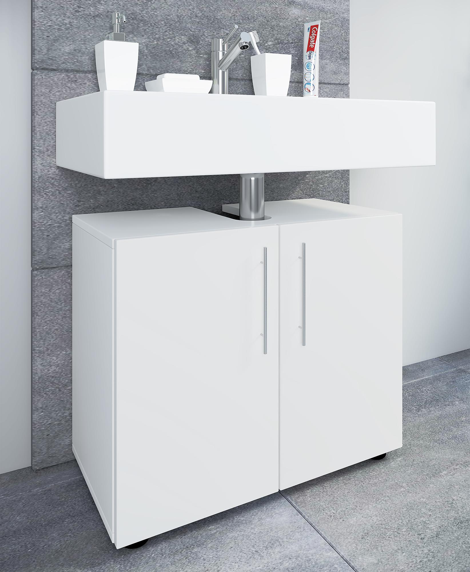 Flandu Waschbeckenunterschrank 2 Türen Weiß 2