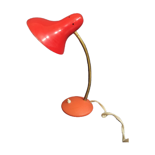 Vintage Schreibtischlampe Rot Metall 0