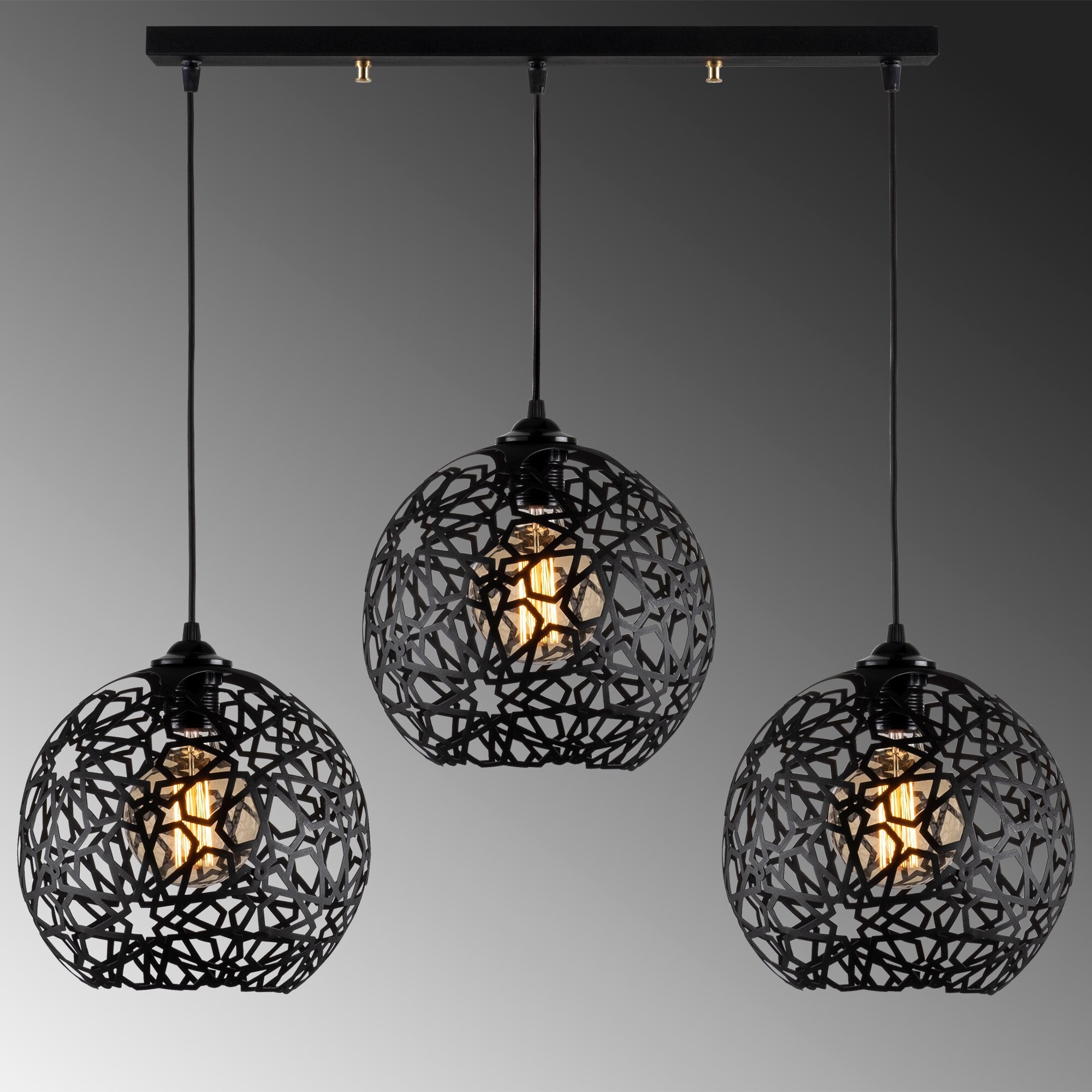 Pendant lamp with 3 elements Black Metal 3