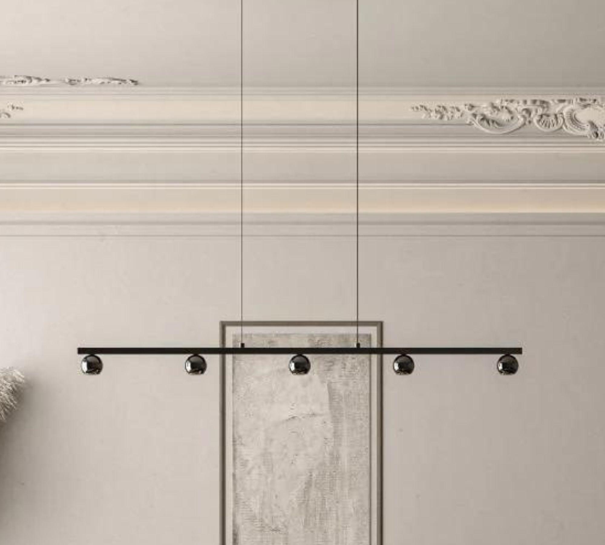 5-Flammige Atropos Pendelleuchte Chrom Schwarz 2