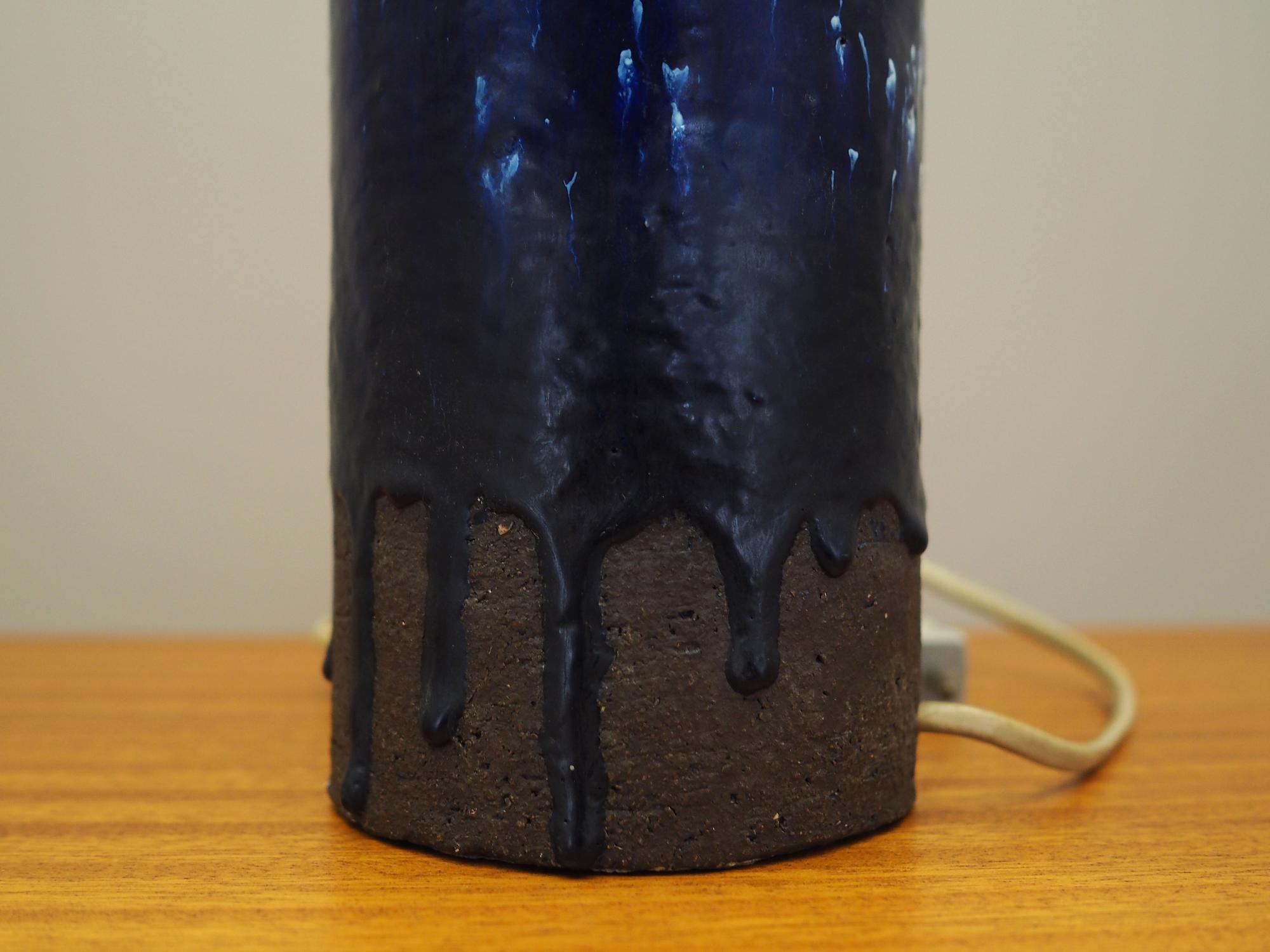 Tischlampe Keramik Blau 1960er Jahre 8