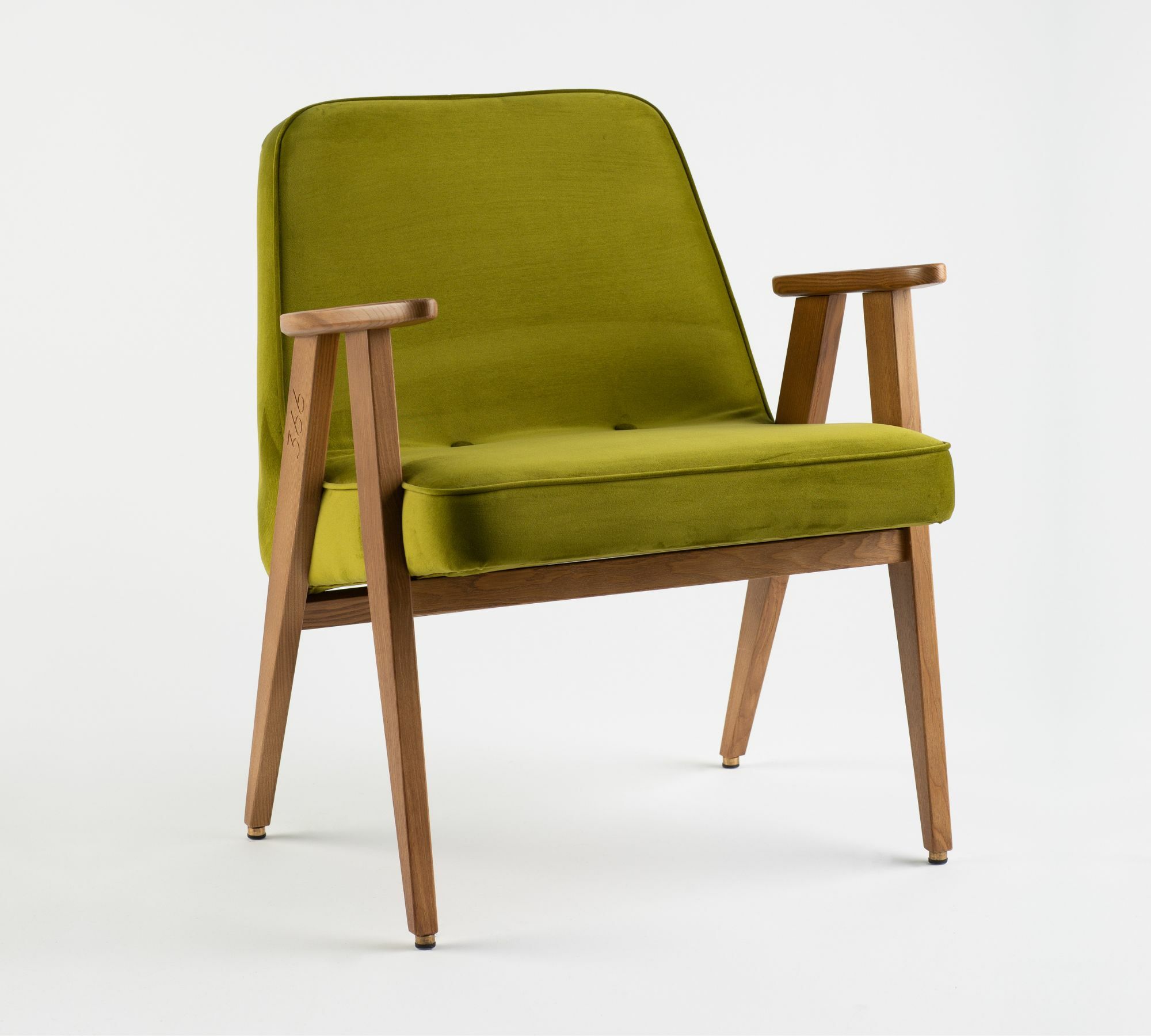 366 Sessel Holz Samt Grün 0