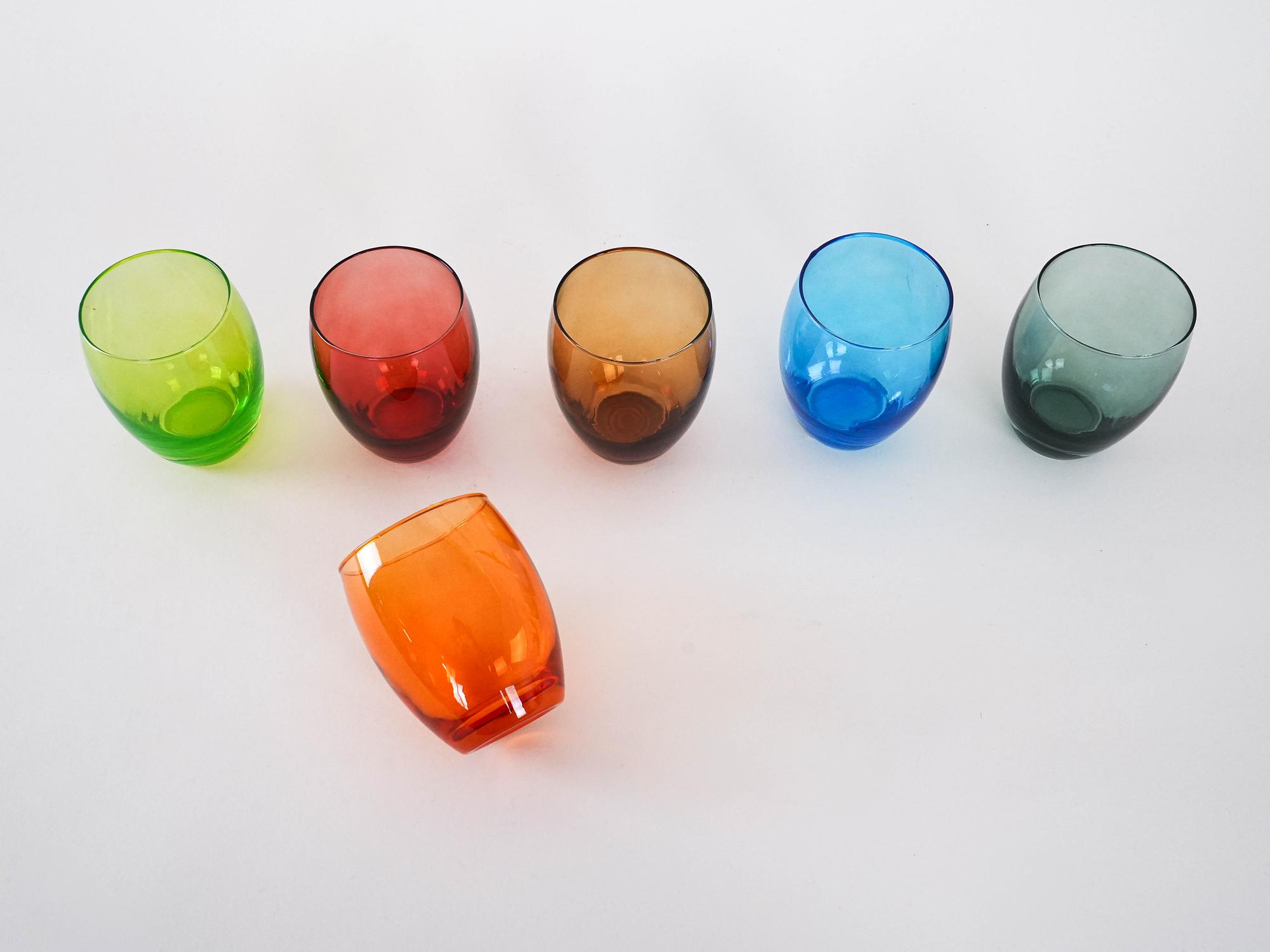 Glass Set Multicolored 1970s 5