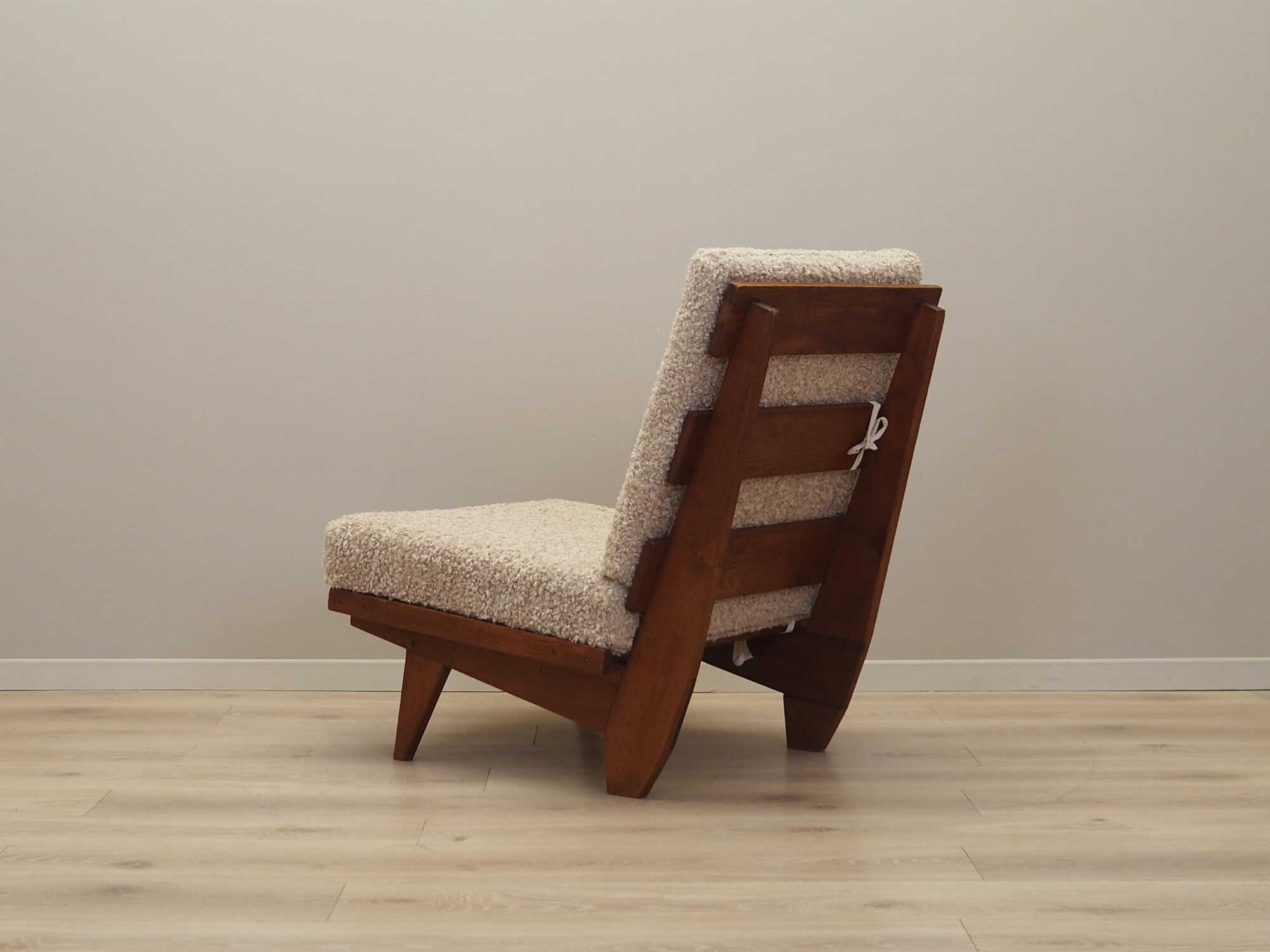 Vintage Sessel Textil Holz Weiß 1960er Jahre 5