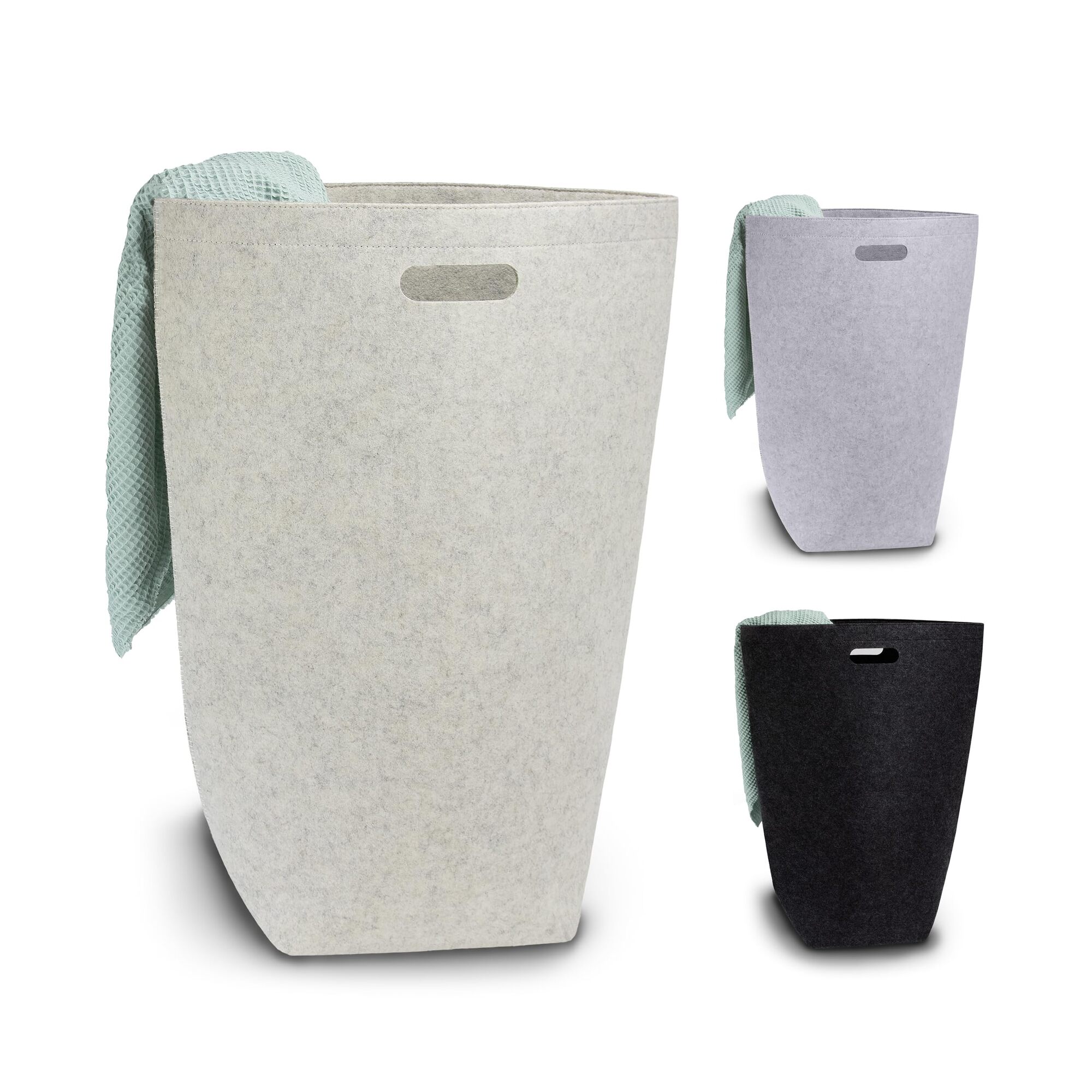Wäschekorb Filz Beige 80 Liter 0