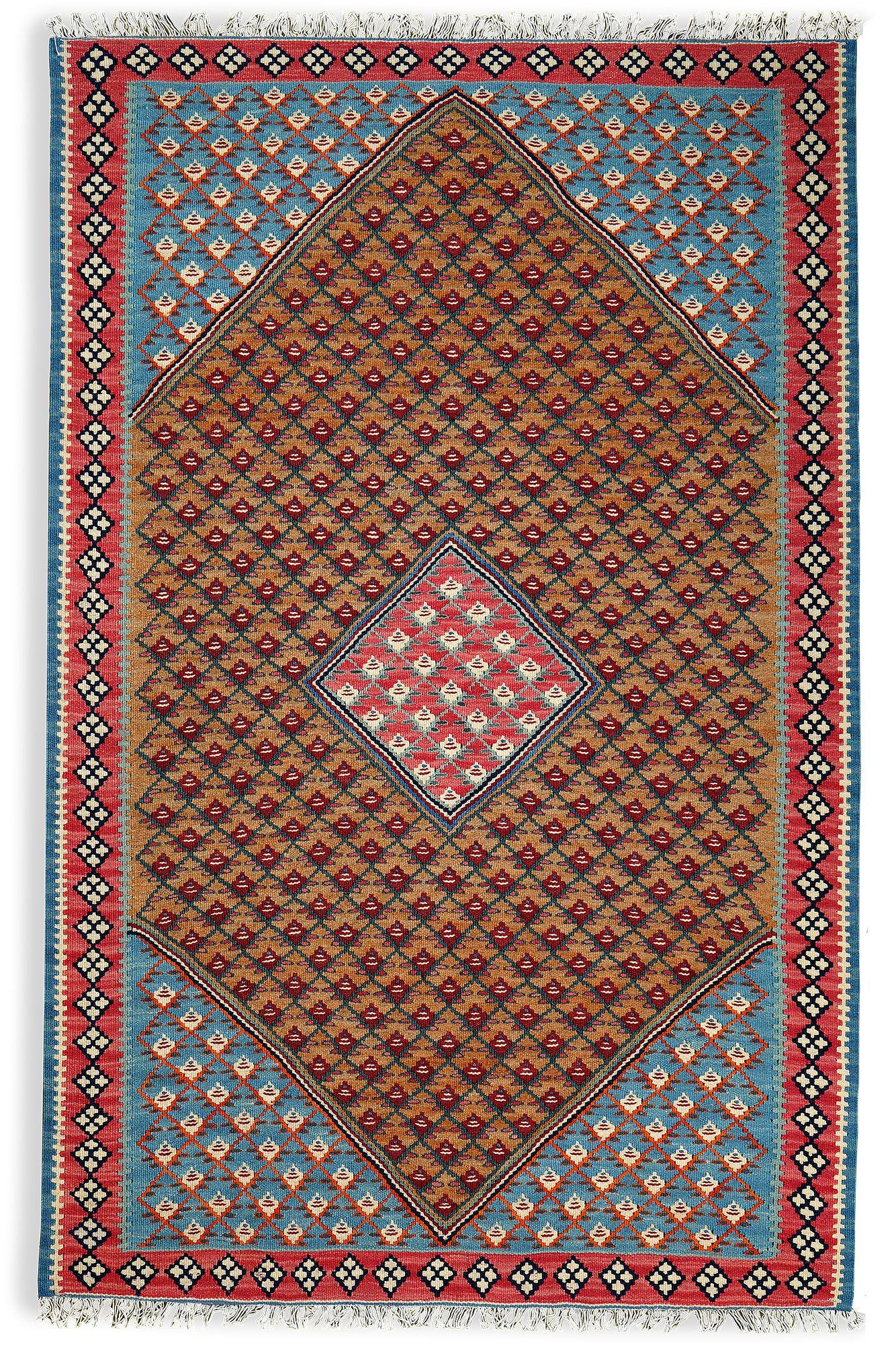 Kelim Senneh Teppich Wolle Braun 0