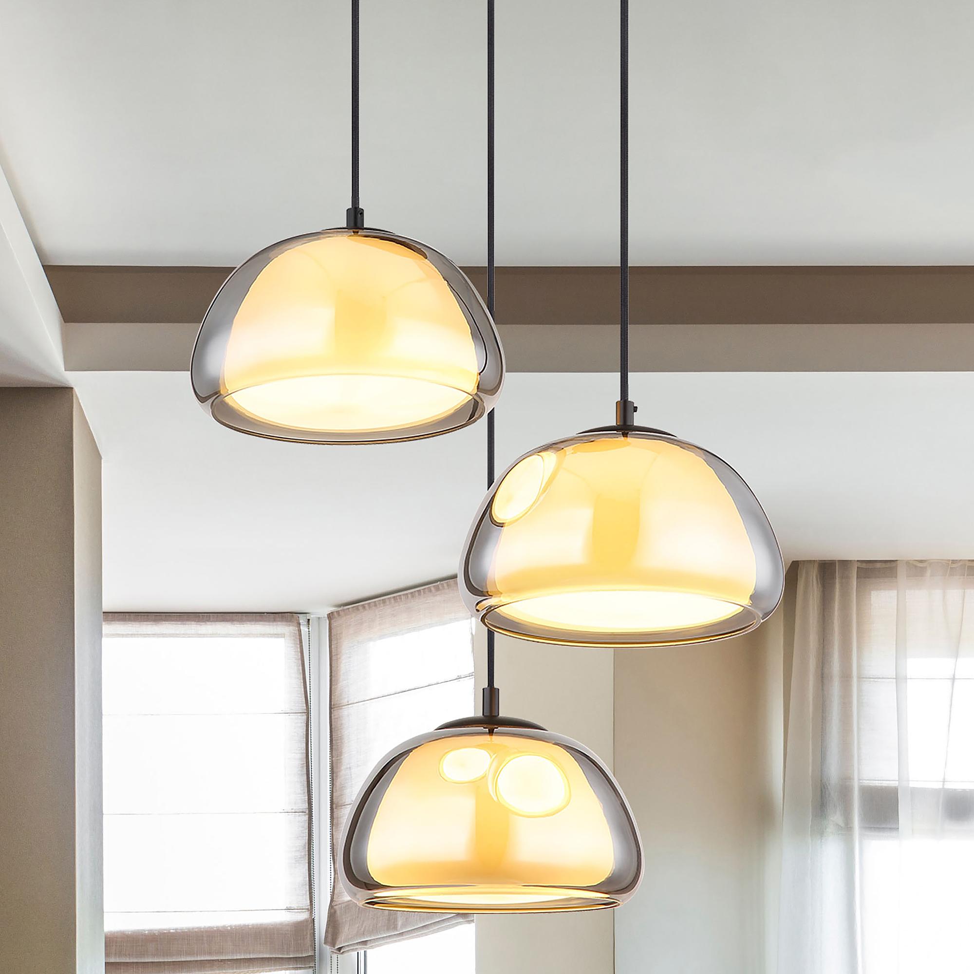 3-Light Pendant Lamp Jella Type B Smoked Glass Iron 0
