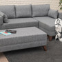 Schlafsofa Récamiere Rechts & Hocker Polyester Holz Grau 2