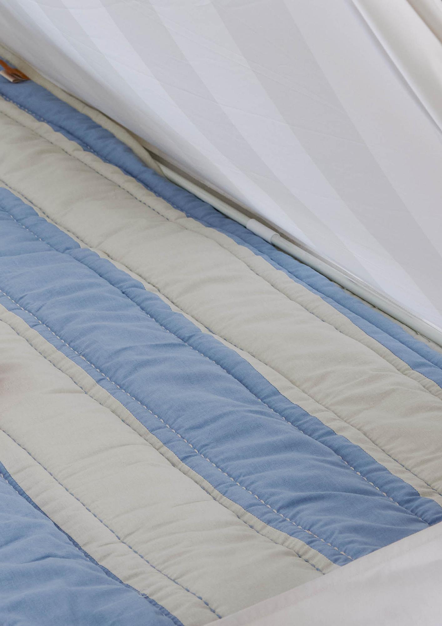 Decke Bio-Baumwolle Blau Gestreift 130x140 cm 2