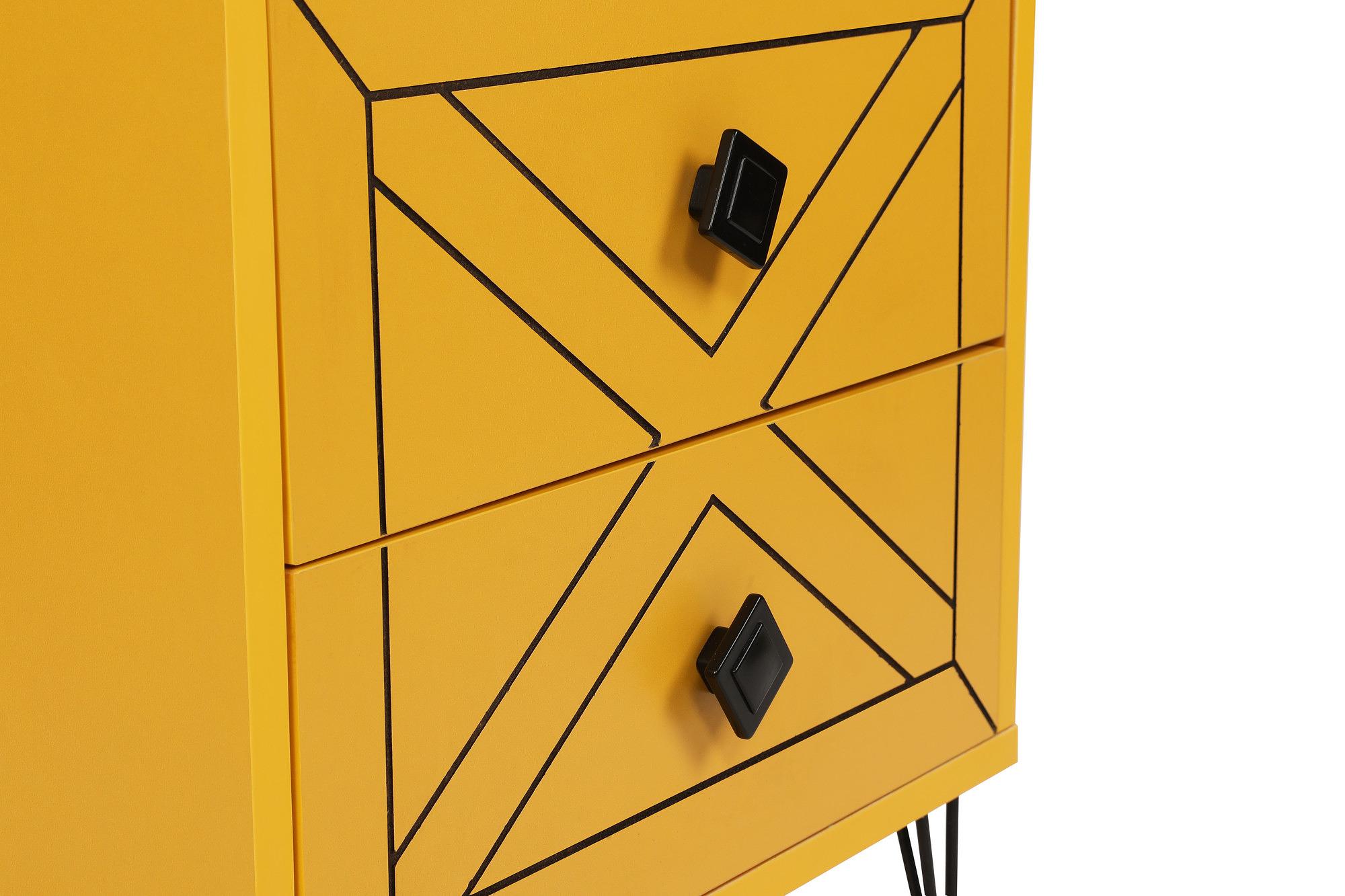 Luna bedside table wood veneer yellow 9