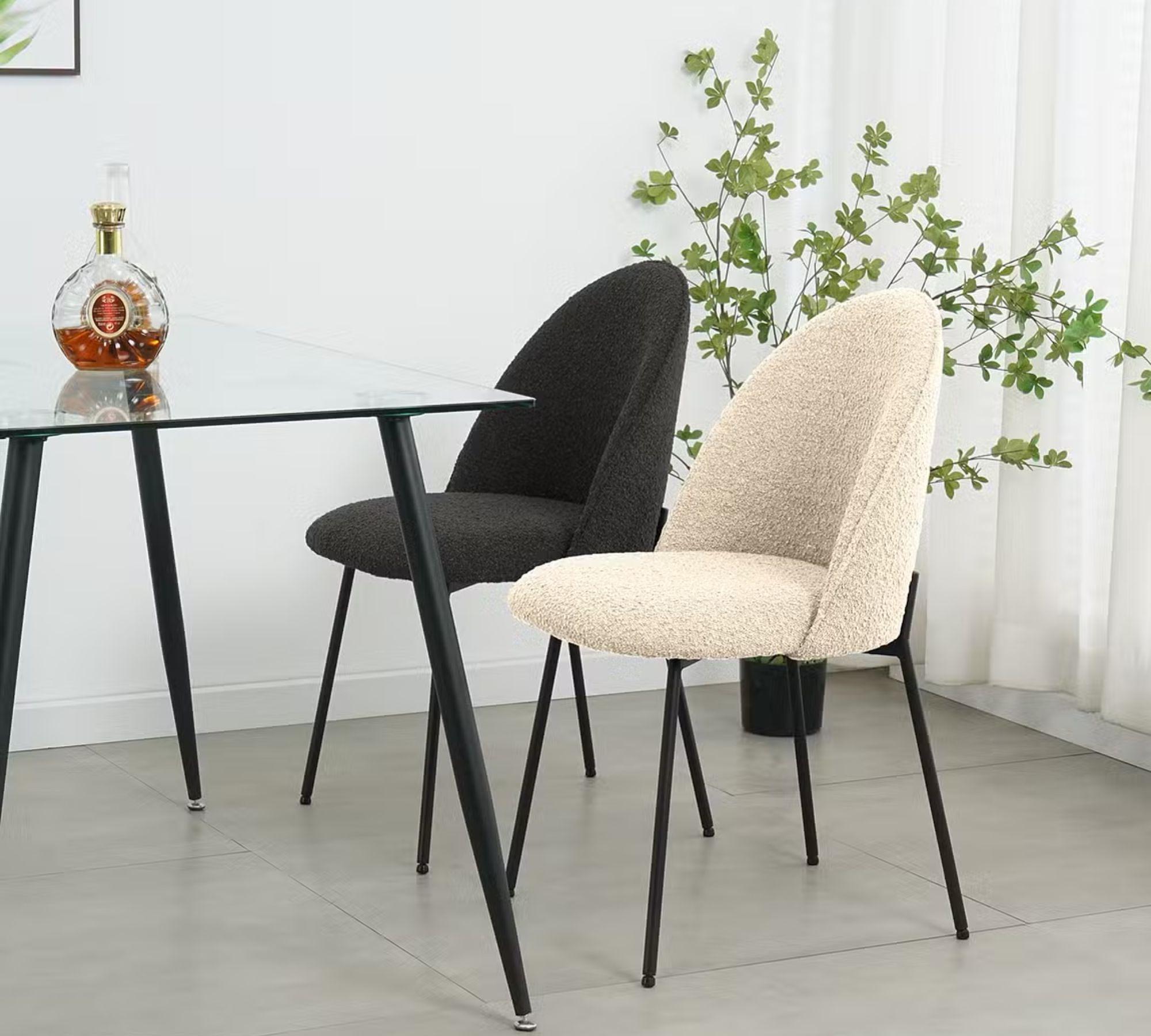 Polsterstuhl 2er-Set Bouclé Creme 2