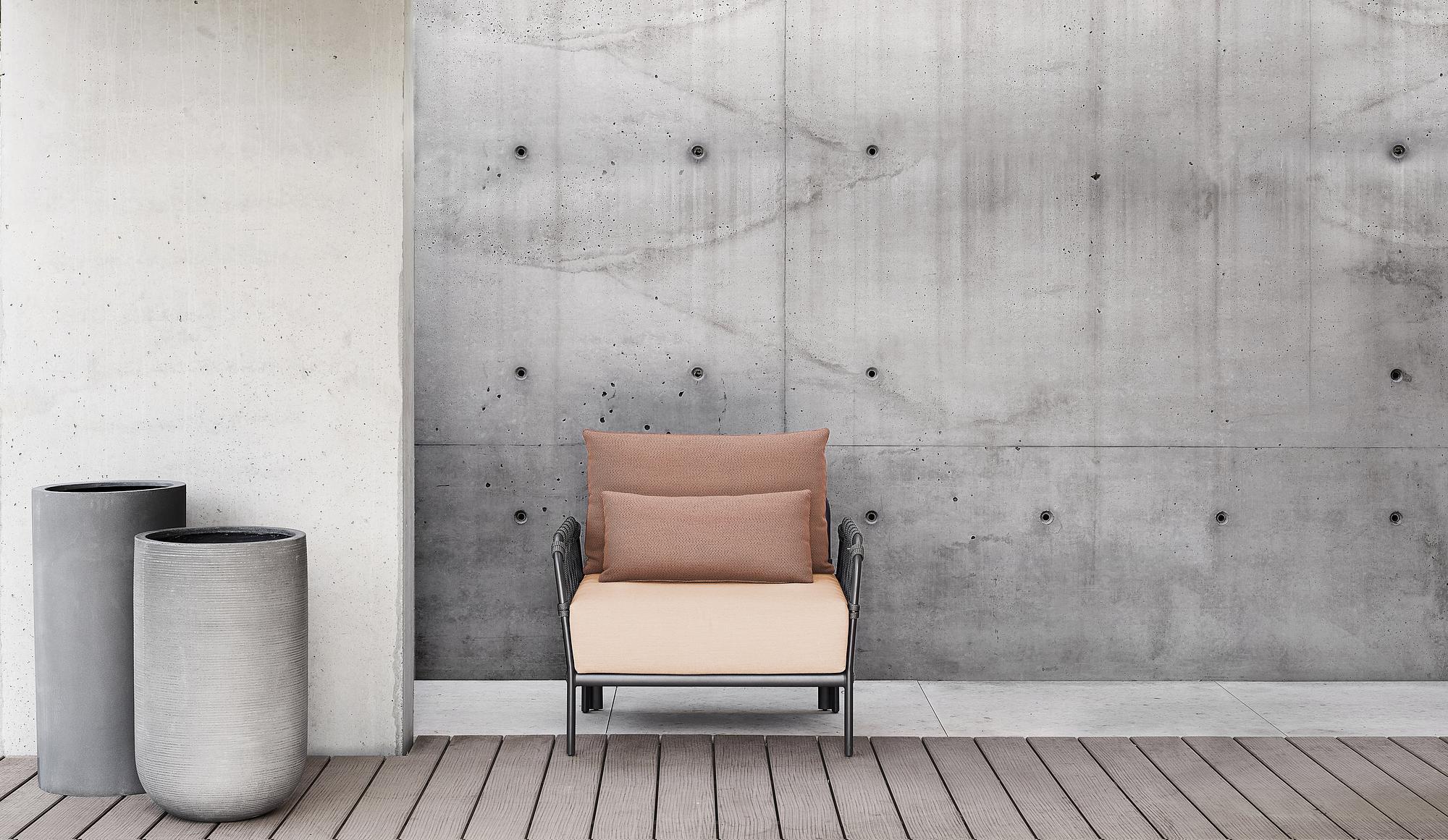2x Caro Garten Loungesessel Anthrazit Pfirsichfarbig 2
