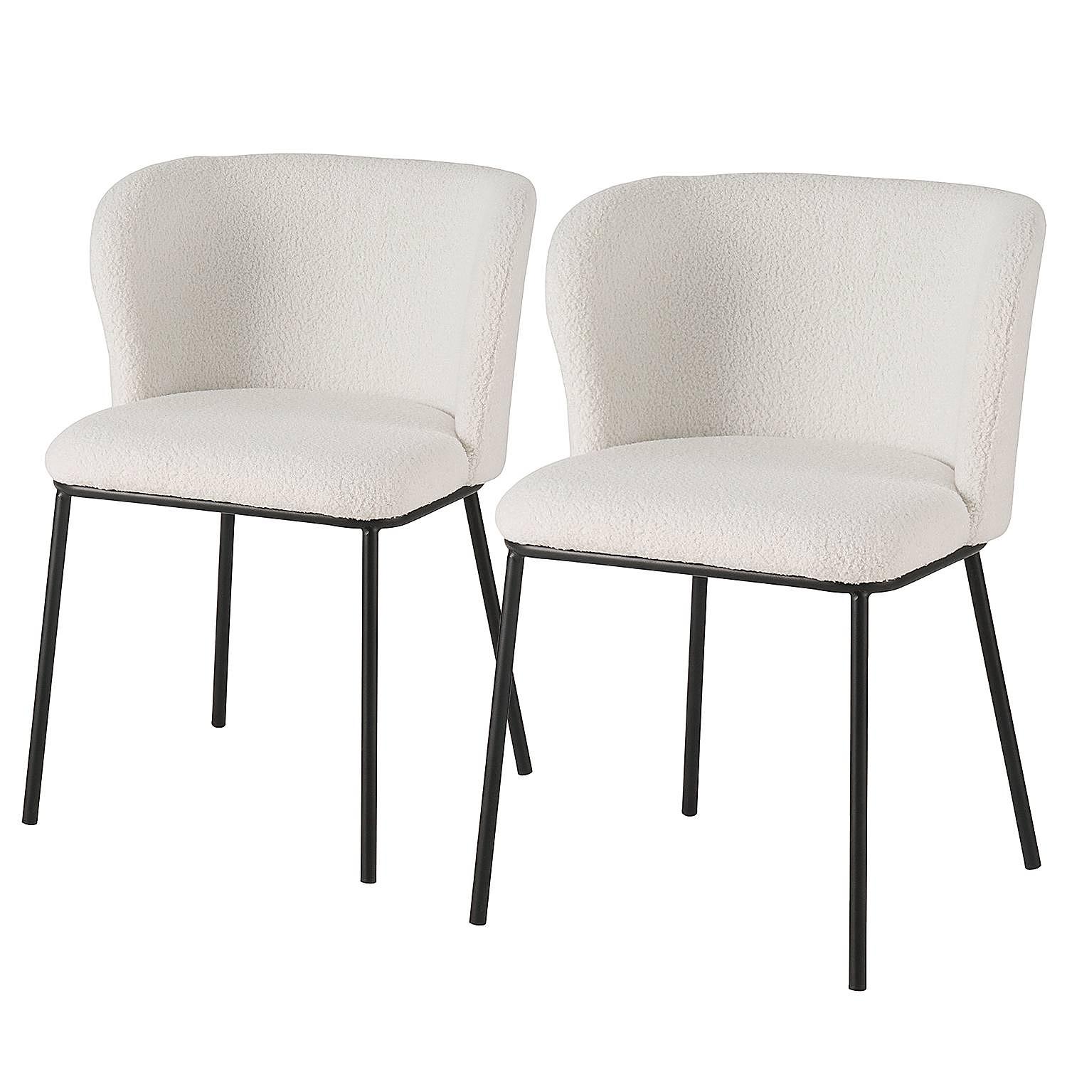 Chair Grotai Bouclé Set of 2 White Black 1