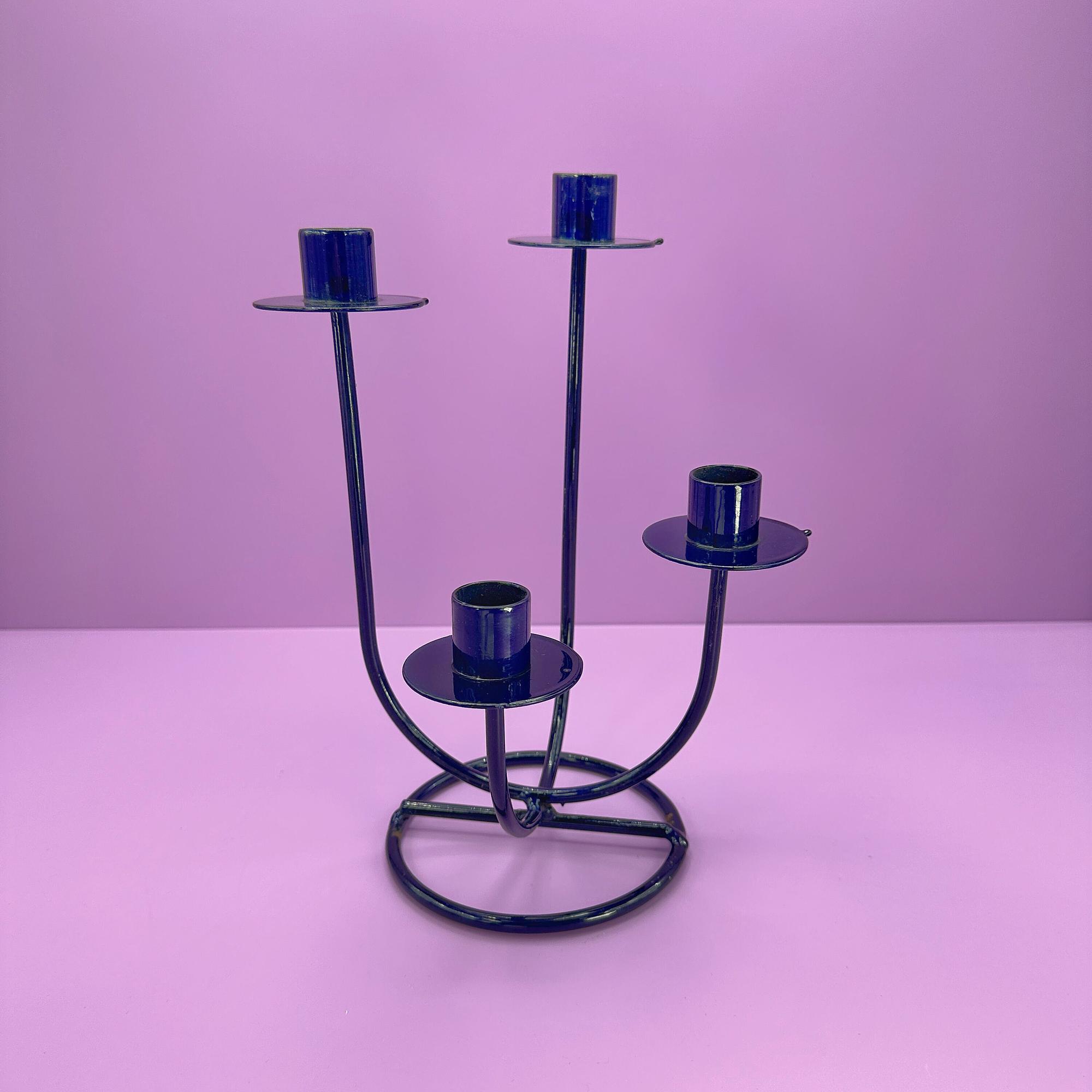 Vintage Postmodern Candlestick Metal 1990s 3