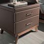 Nightstand Faux Leather with Glass Top 2