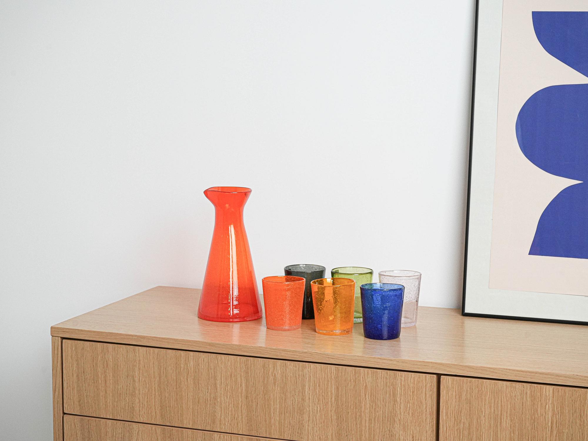 Glass and Carafe Set Multicolored 1980s 1