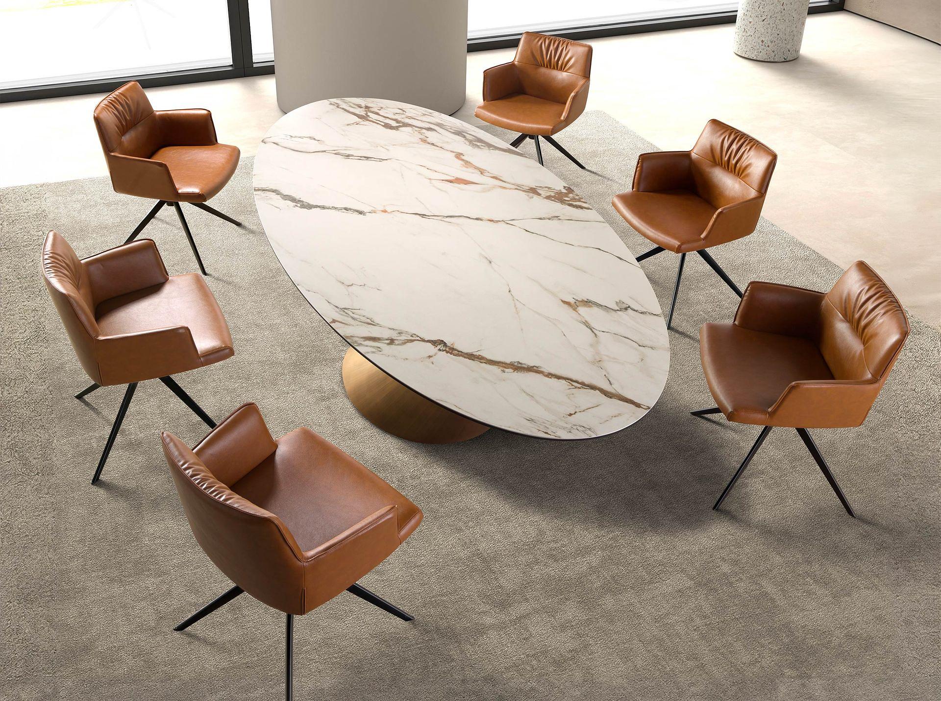Drehbarer Stuhl Kunstleder Braun 5