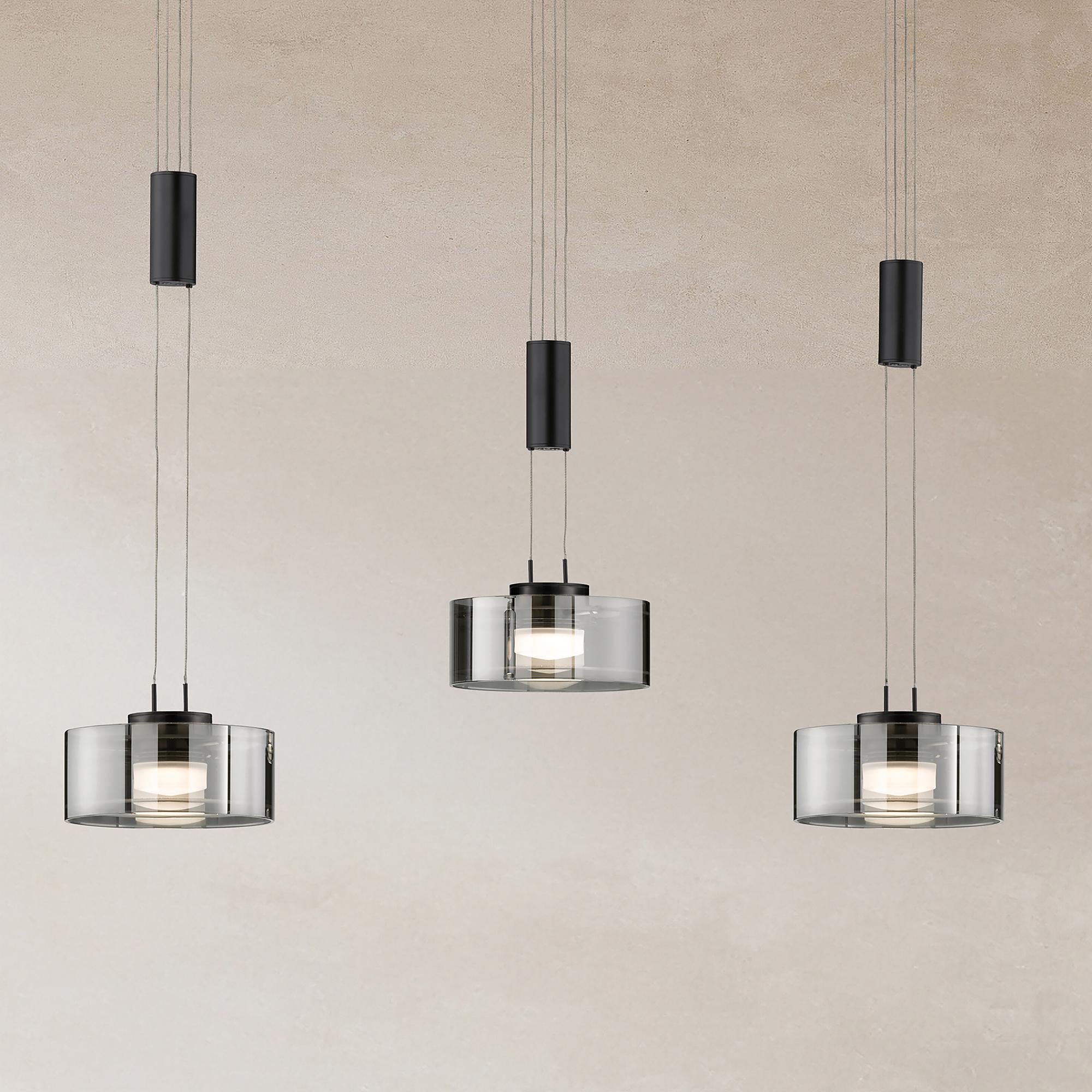 LED-Pendelleuchte Lavin Eisen Rauchglas Schwarz 0