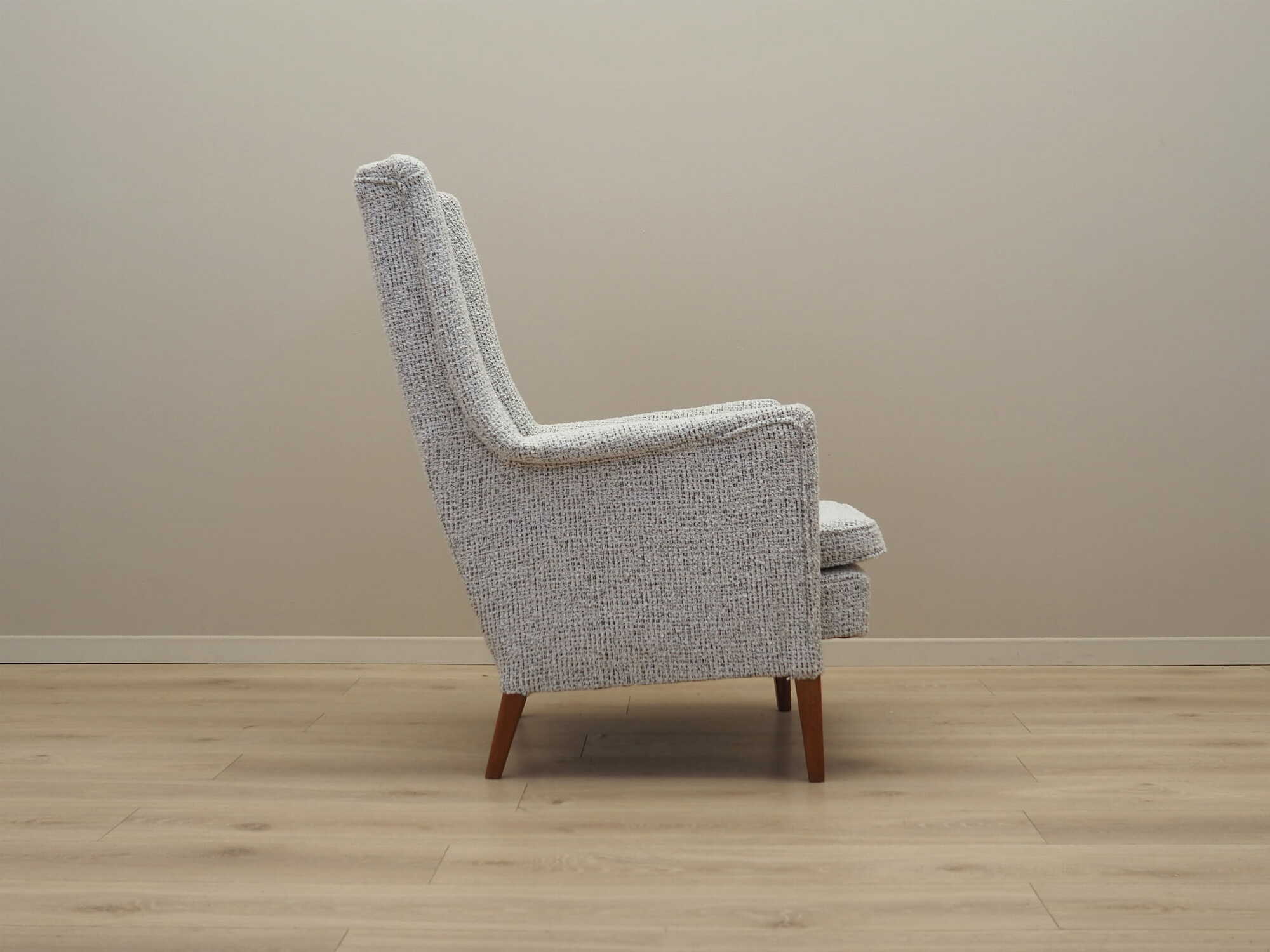 Vintage Sessel Holz Textil Grau 1960er Jahre 7