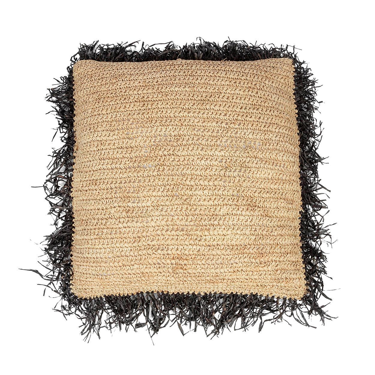 Die Raffia Kissenhülle Natur Schwarz 60x60cm 0
