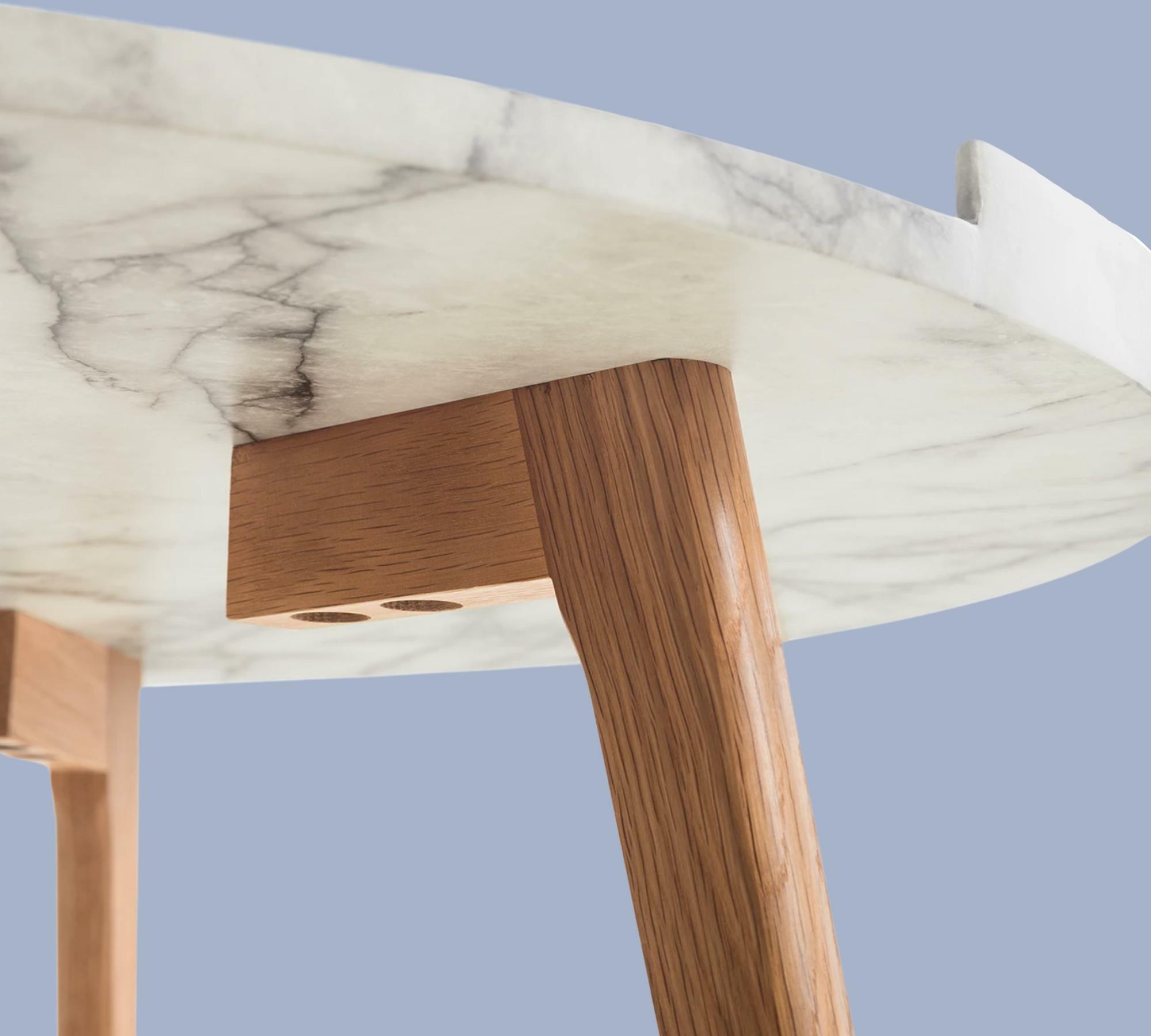 Runder Couchtisch Marmoroptik Weiß 4