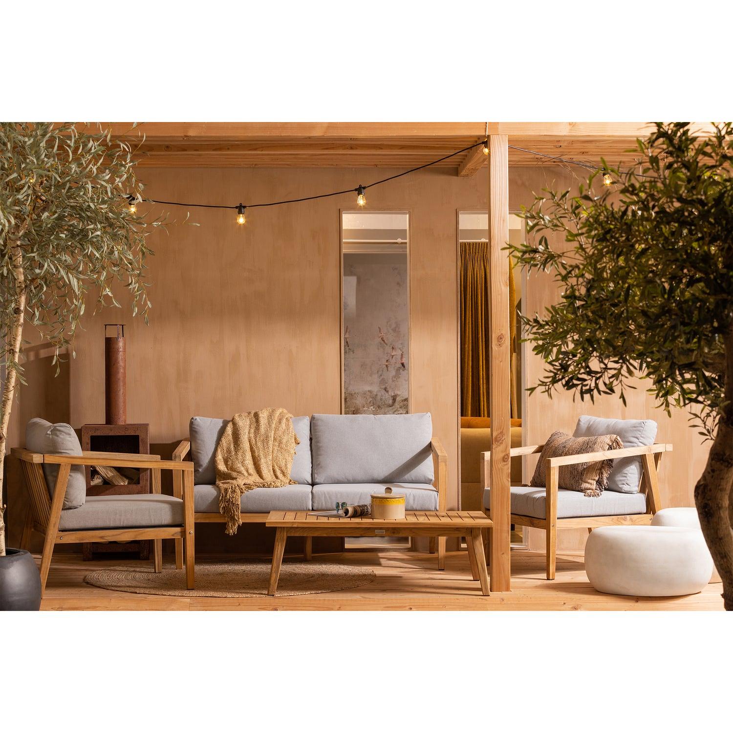 Lucca Sofa- und Couchtischset Teakholz 1