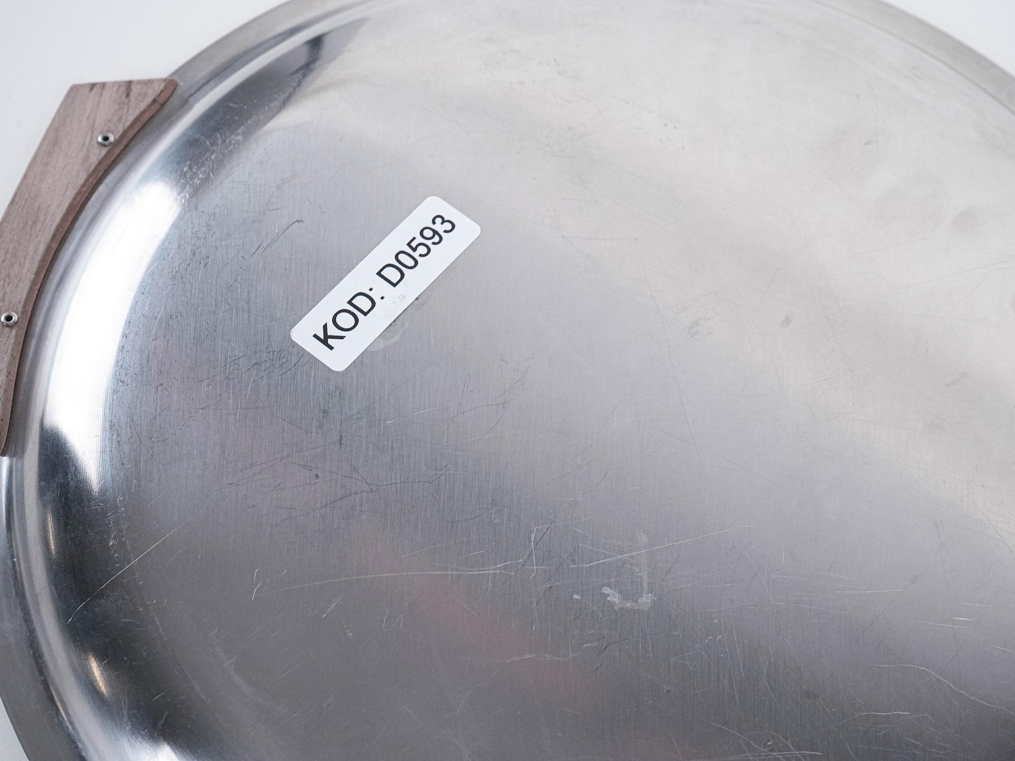 Rundes Edelstahl-Tablett 1970er Jahre 8