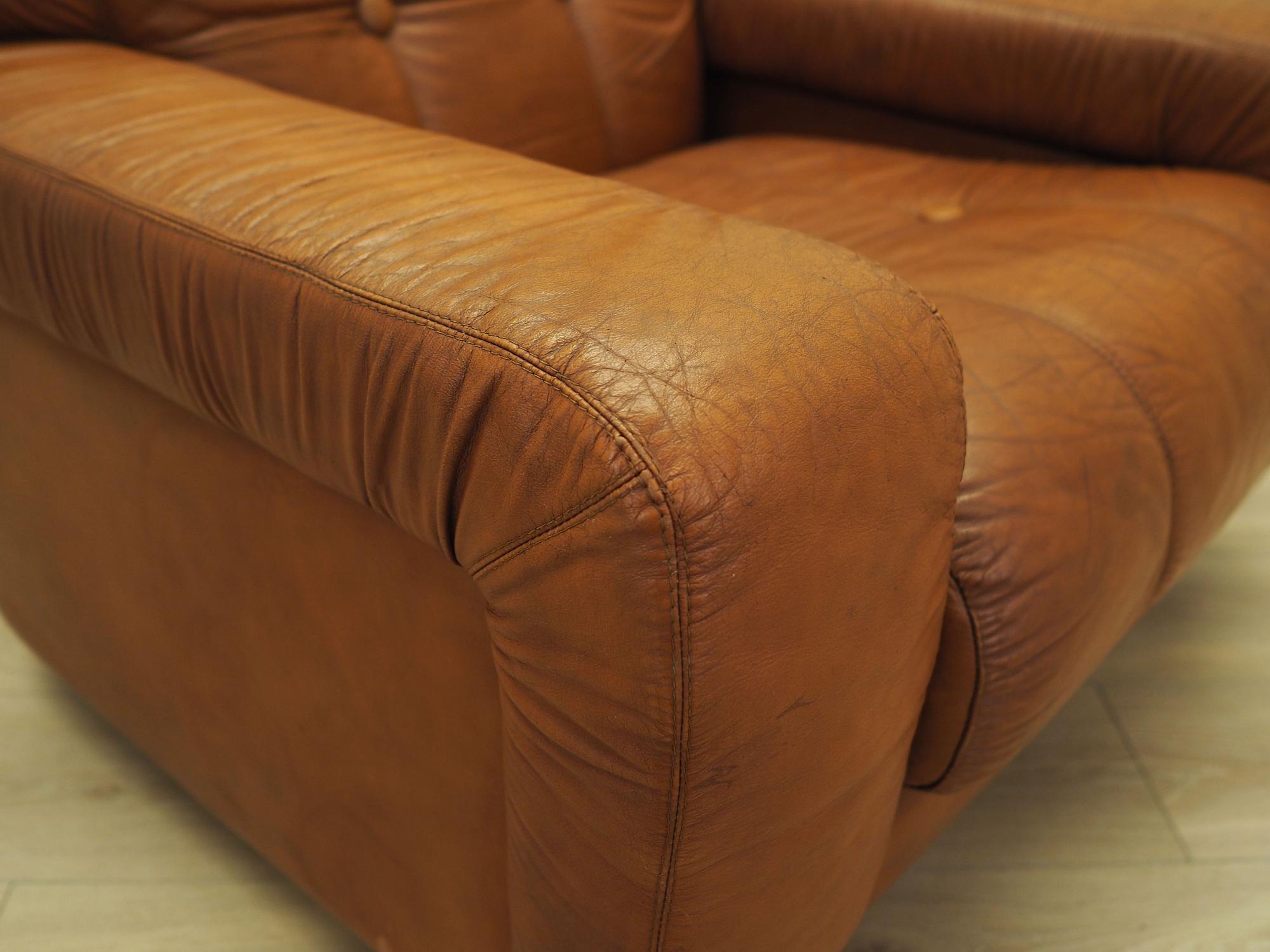 Sessel Leder Braun 1970er Jahre 13