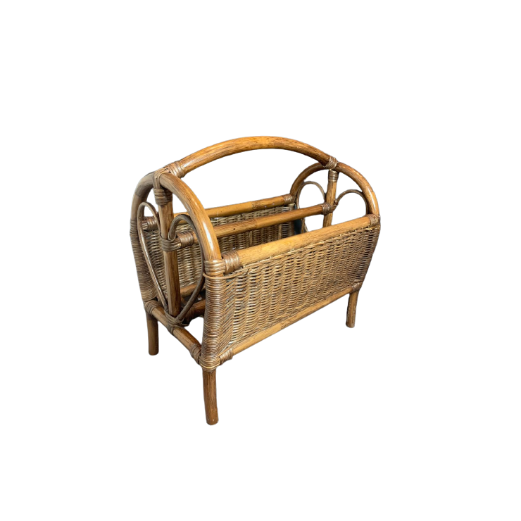 Vintage Zeitungsständer Rattan Braun 0